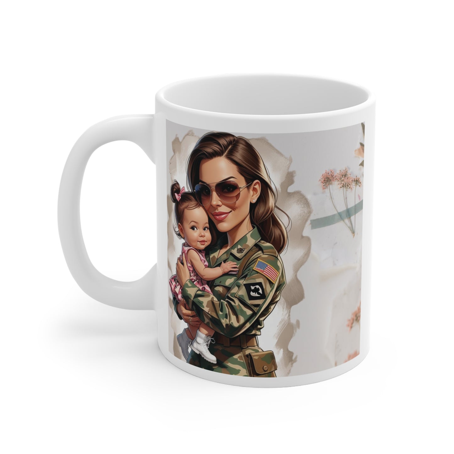 Patriotic mom and daughter mug design, perfect gift for military moms and military wives