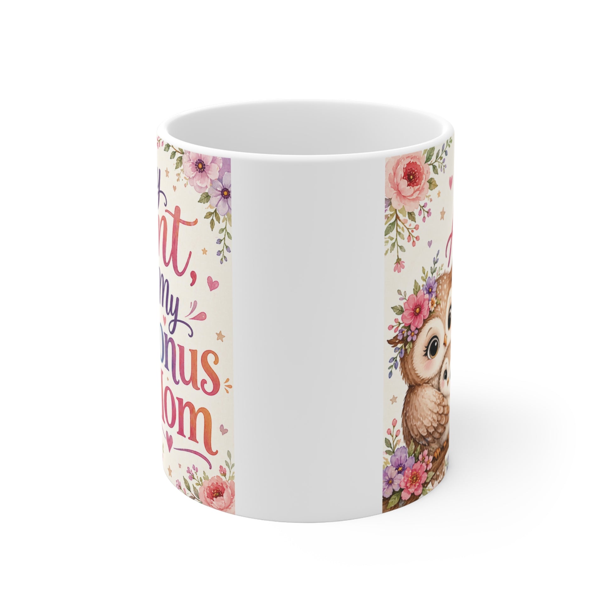 Cute owl aunt mug with floral pattern and heartfelt message, bonus mom gift idea for aunt from niece or nephew