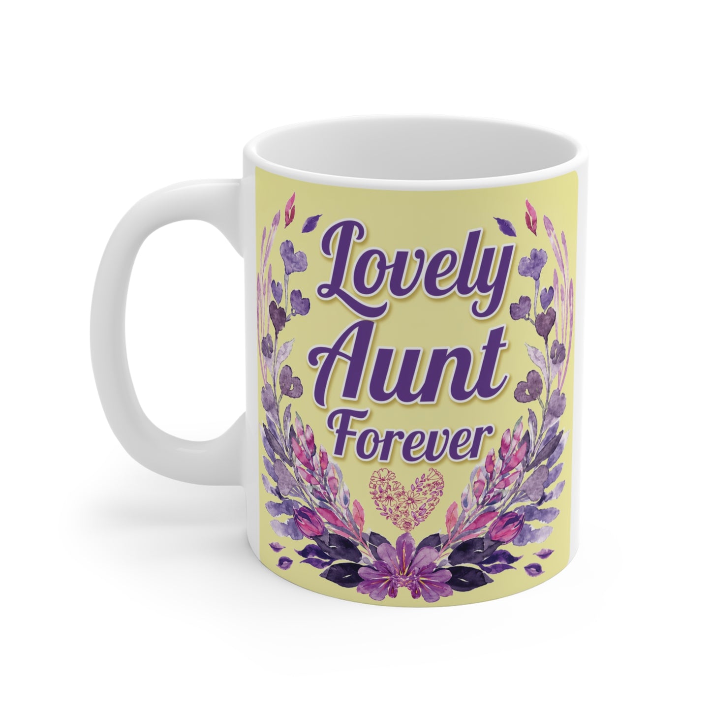Floral purple auntie mug 11oz ceramic coffee cup, thoughtful gift idea for aunt Christmas or birthday