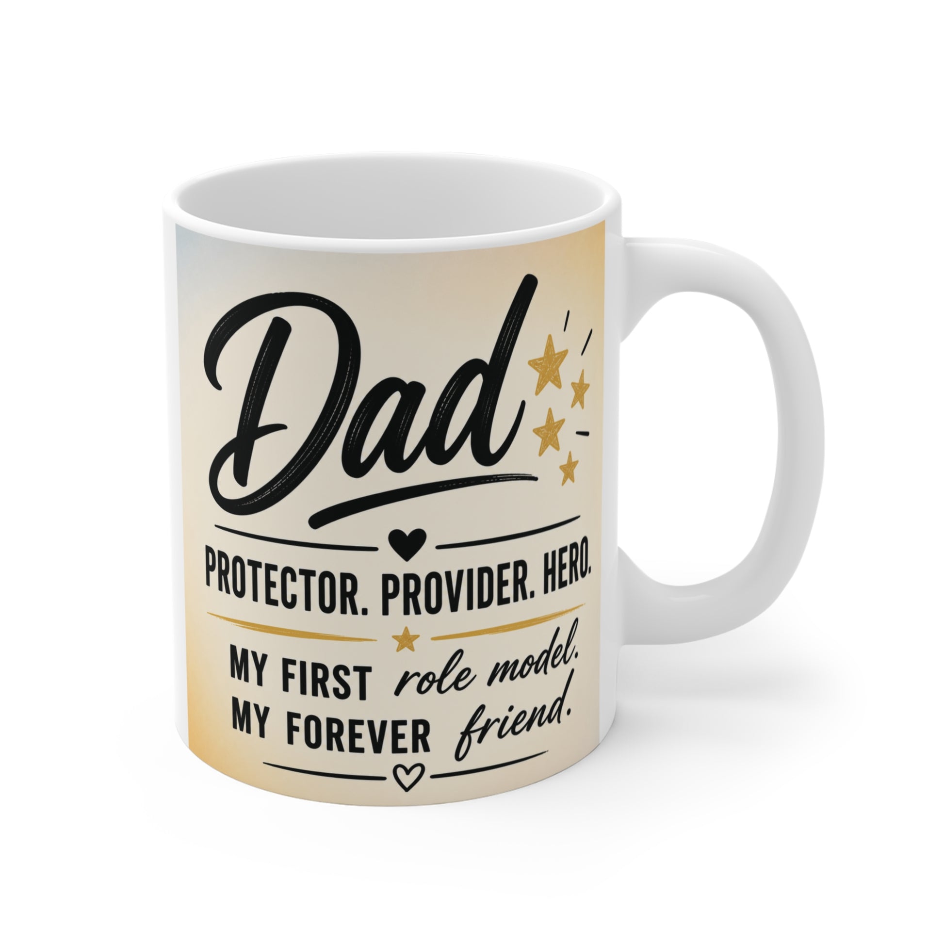 Dad coffee mug 11oz with protector provider hero quote gift for father from kids, white ceramic mug