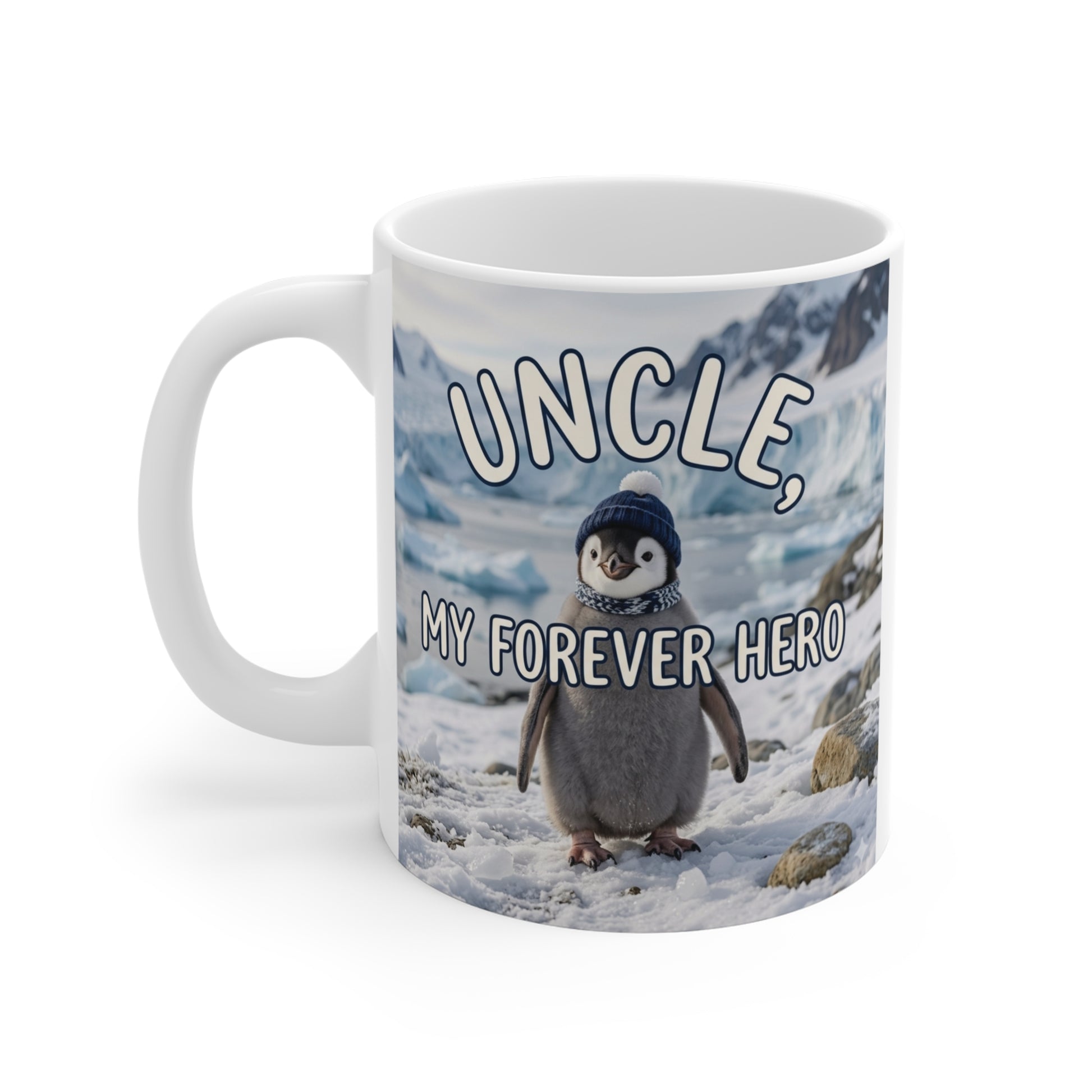 Heartwarming uncle gift mug with penguin design, perfect for birthday or Christmas