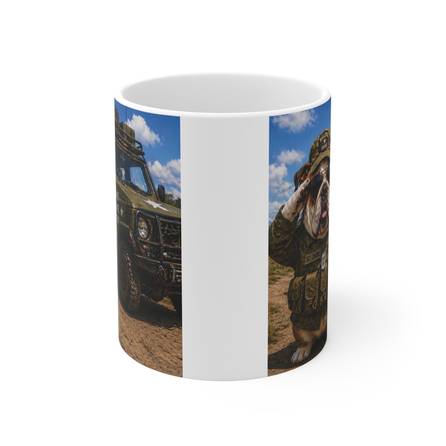 Tactical bulldog coffee mug gift for veterans and dog lovers