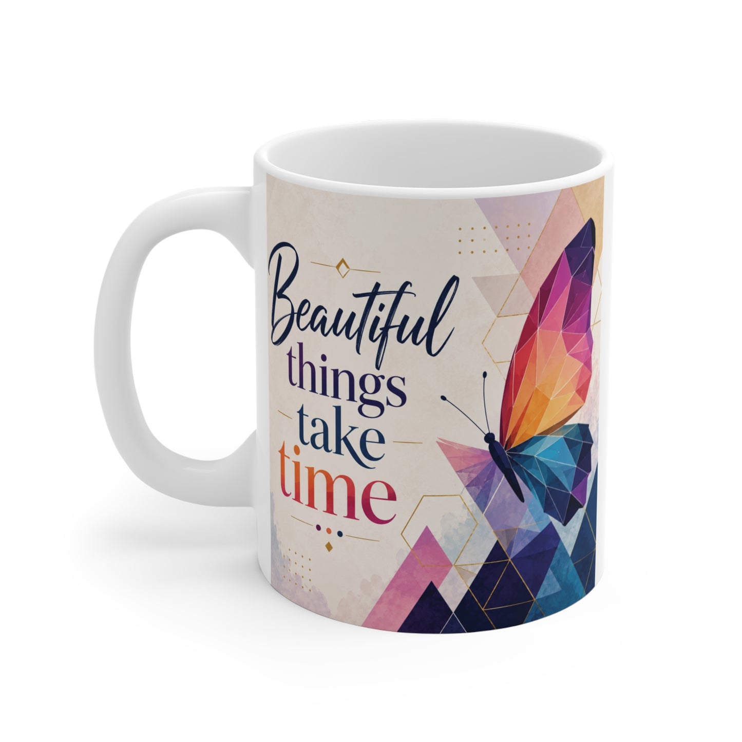 Positive affirmation coffee mug for women and teens with butterfly artwork

