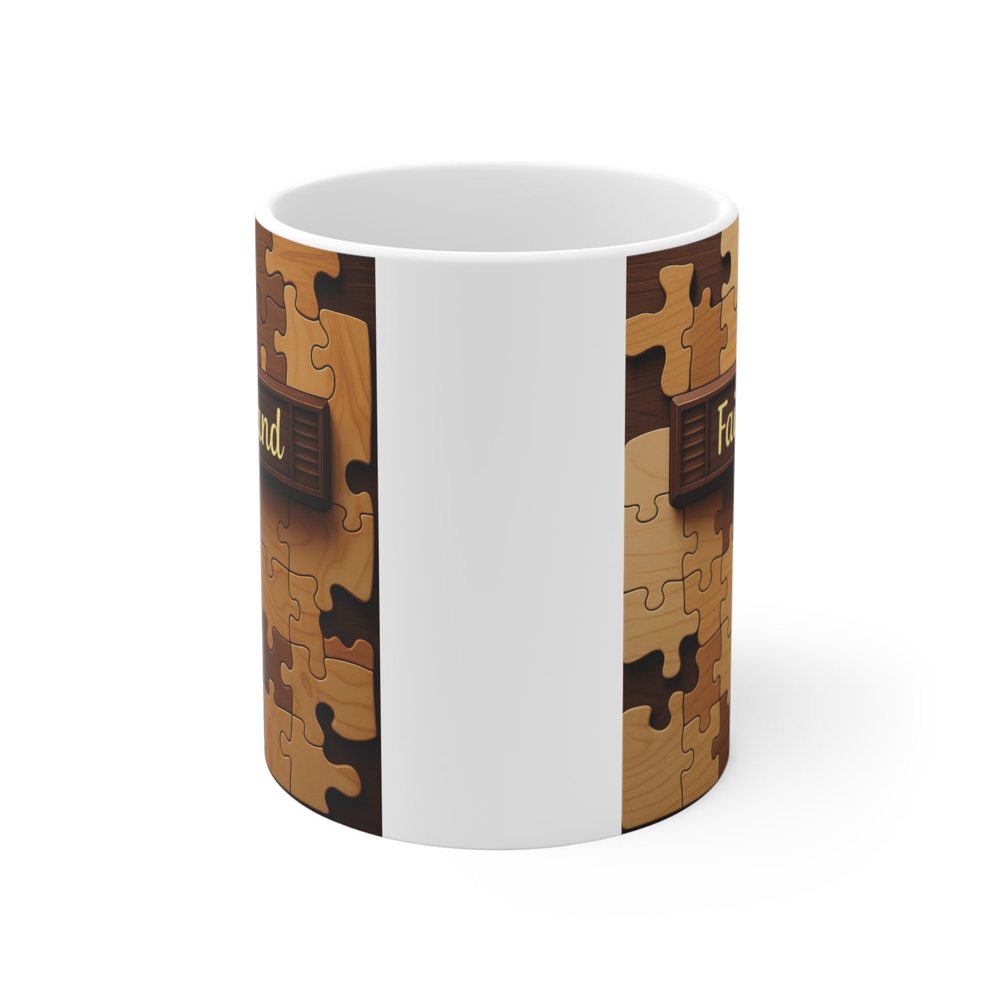 Religious 11oz ceramic mug for fathers featuring inspirational cross artwork