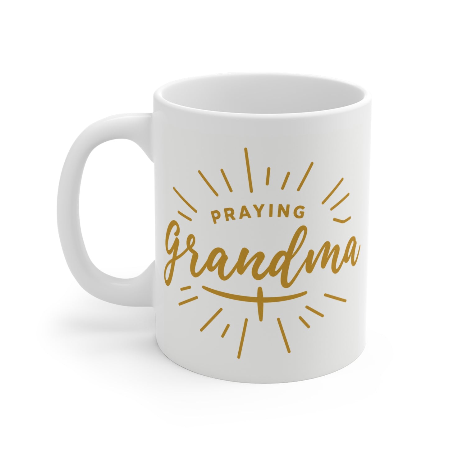 Inspirational praying grandma ceramic tea mug gift for Christian grandmother
