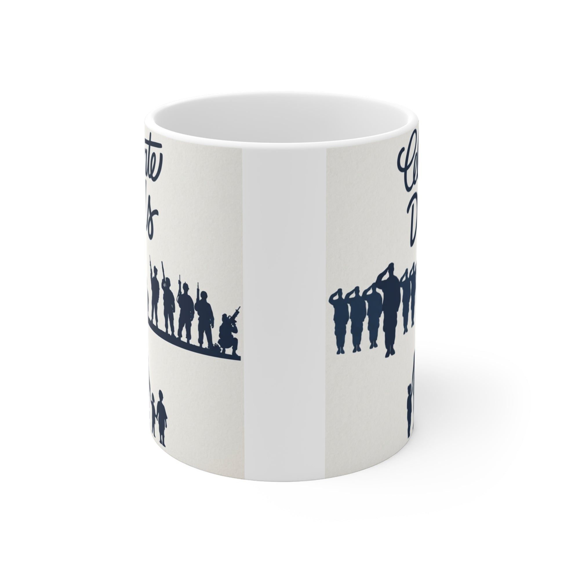 Father’s Day gift mug for dad with silhouette family artwork, durable 11oz ceramic coffee cup for everyday use