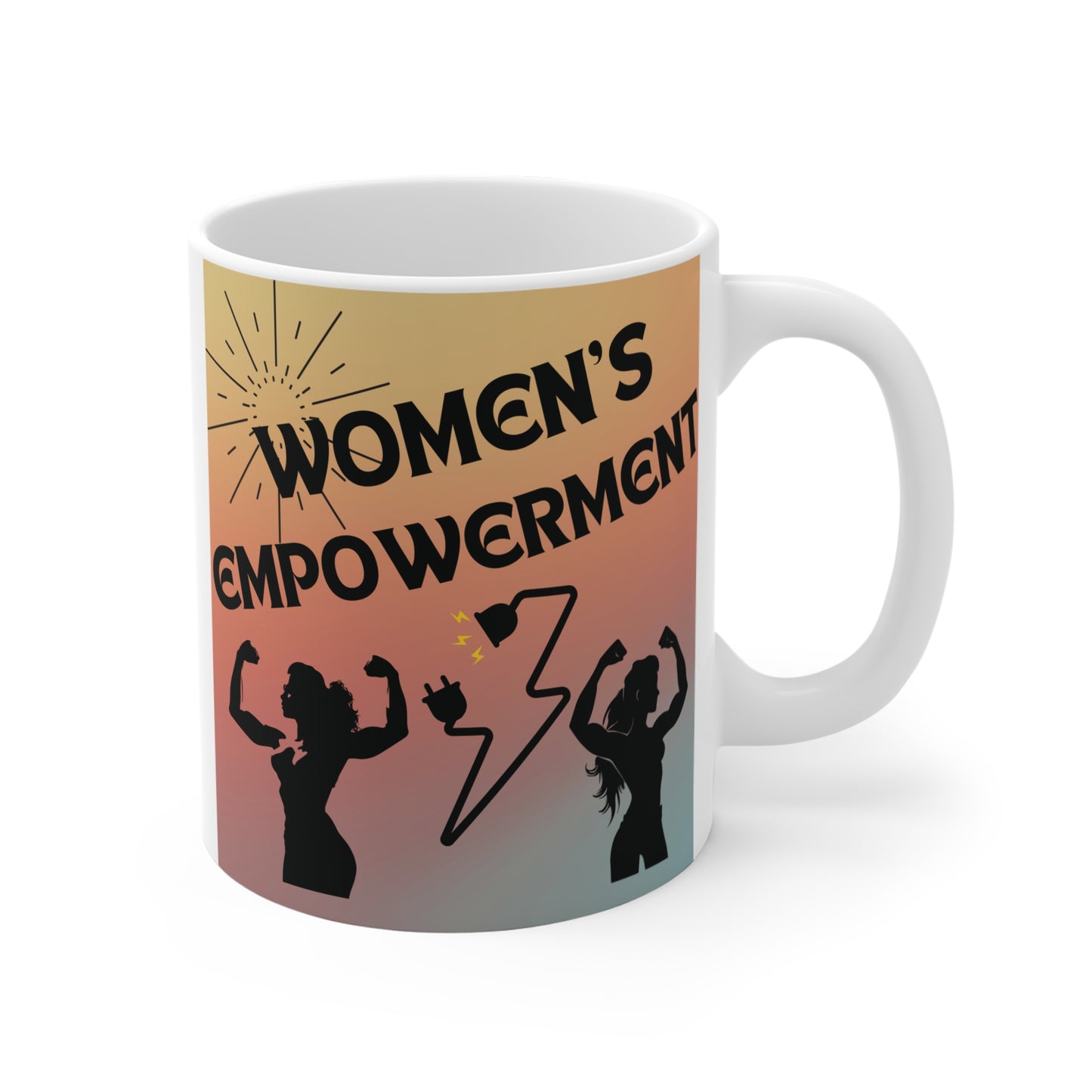 Inspirational women empowerment coffee mug with lightning bolt graphic and powerful women design, gift for her