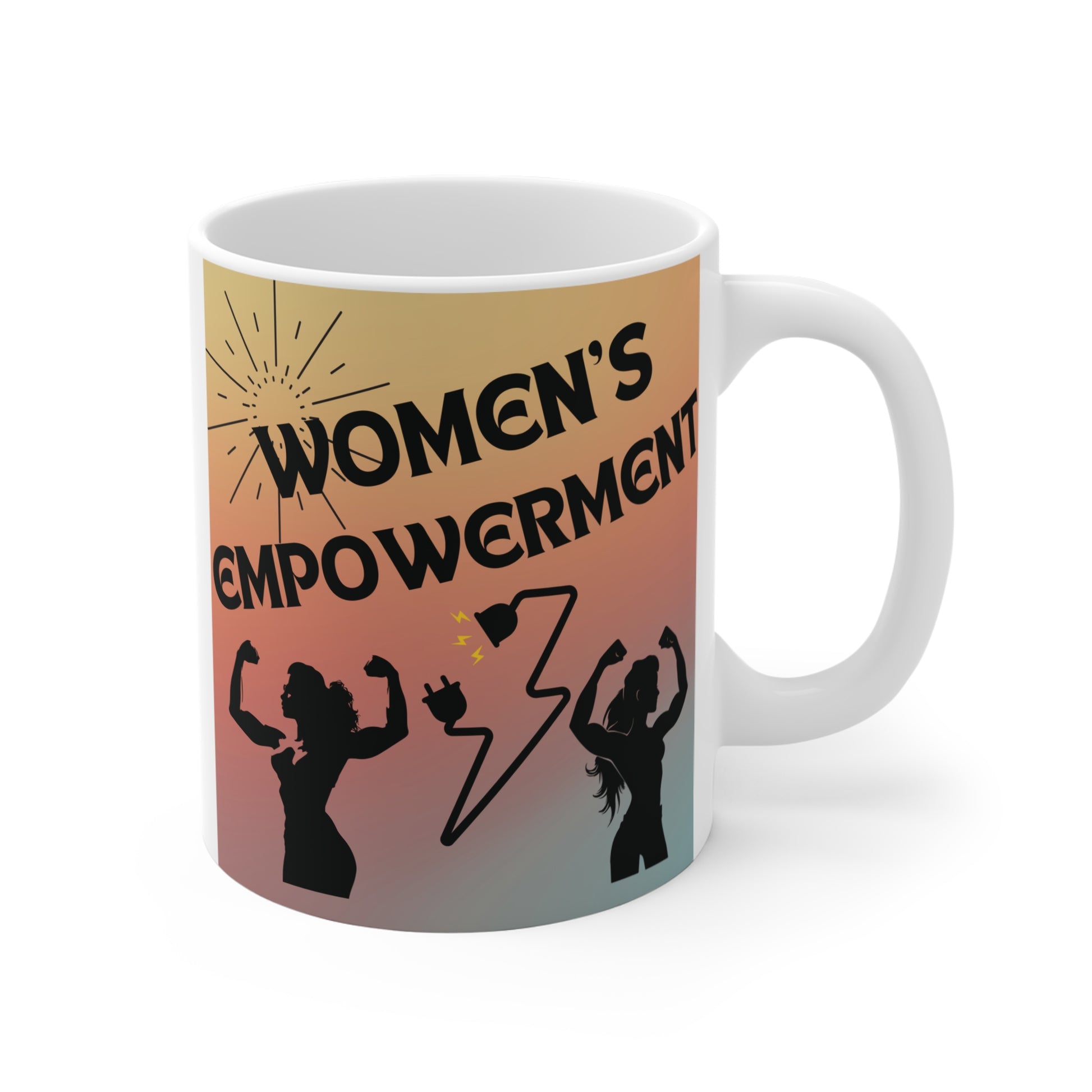 Inspirational women empowerment coffee mug with lightning bolt graphic and powerful women design, gift for her
