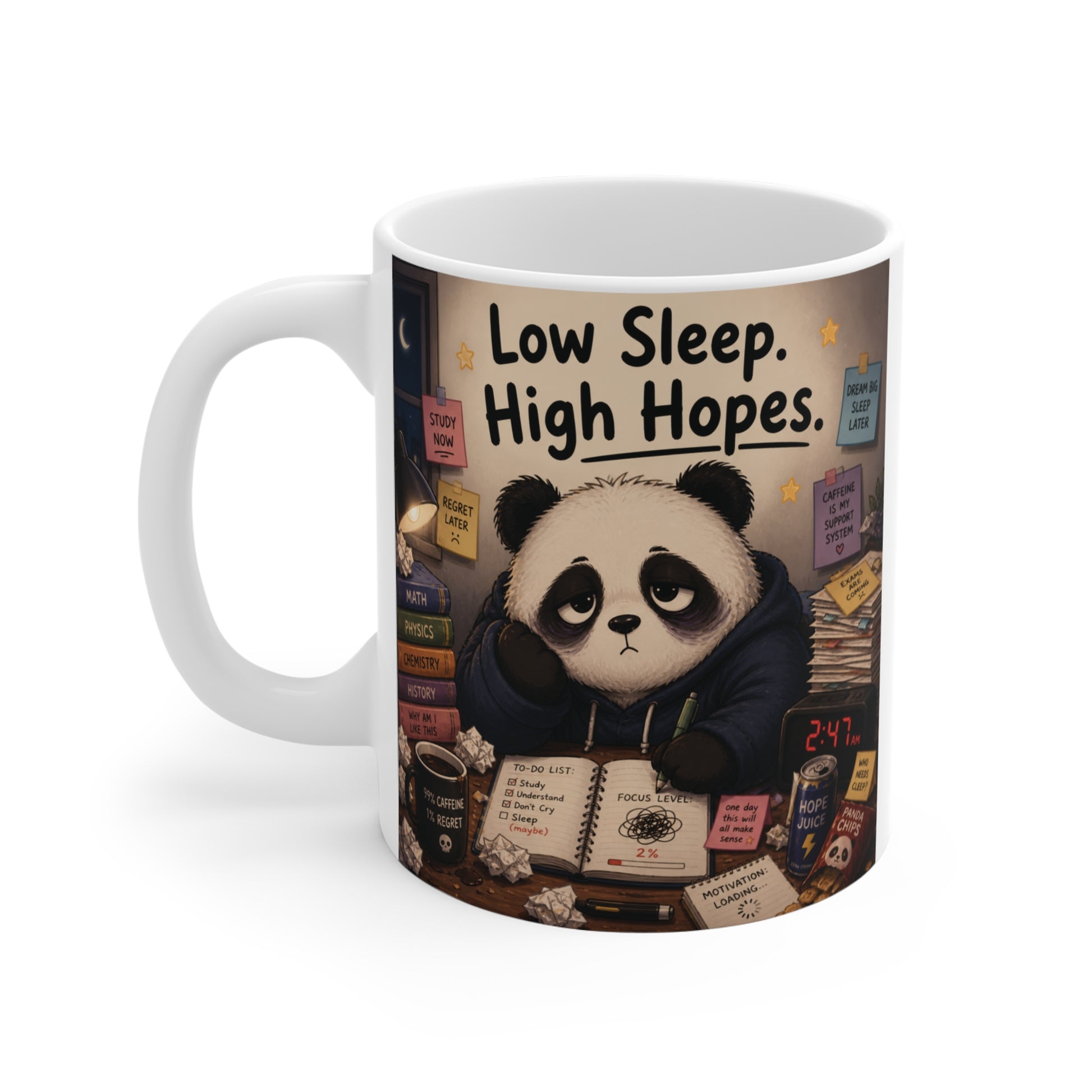 Aesthetic panda study mug gift for college students and late-night coffee lovers