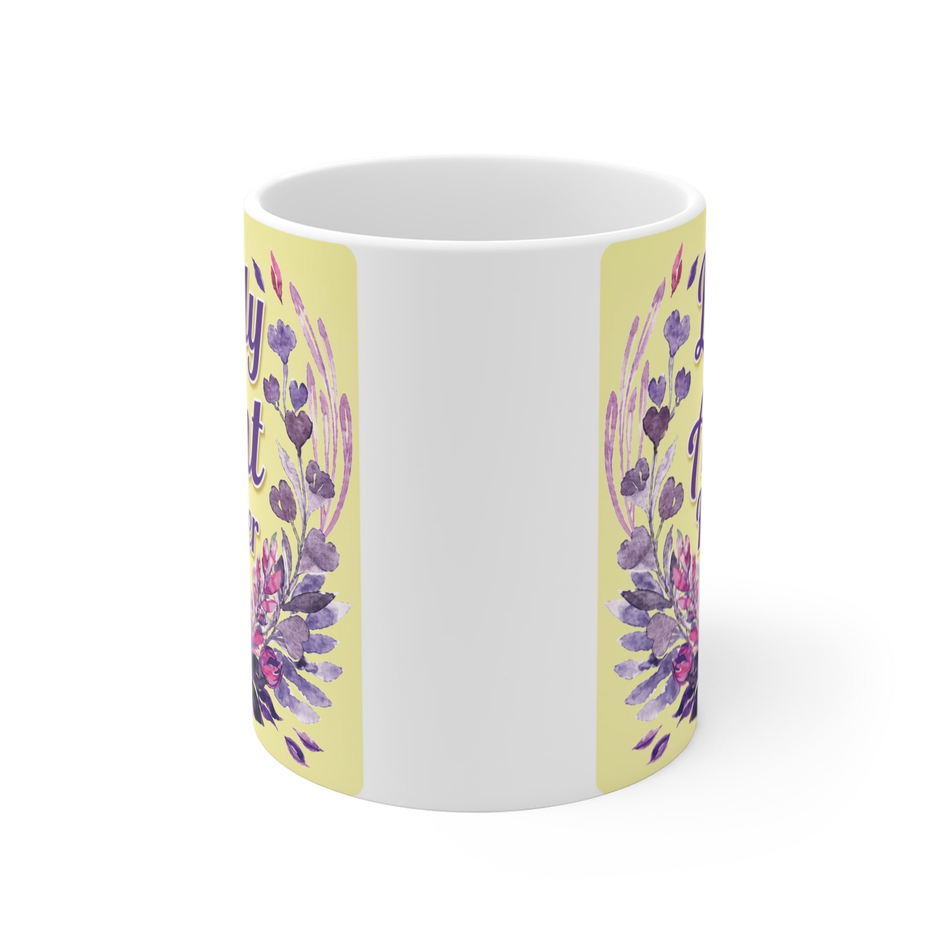 Cute aunt coffee mug with lavender flowers and heartfelt message Lovely Aunt Forever on white ceramic cup