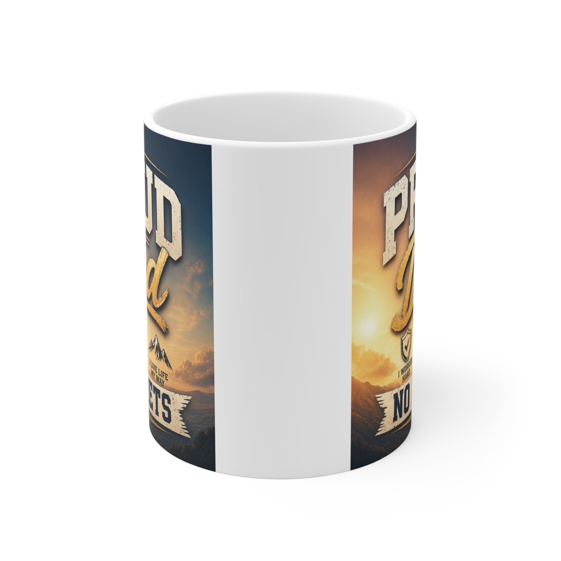 11oz ceramic dad mug featuring proud dad quote and stylish vintage artwork, great gift idea for new dads and dad appreciation