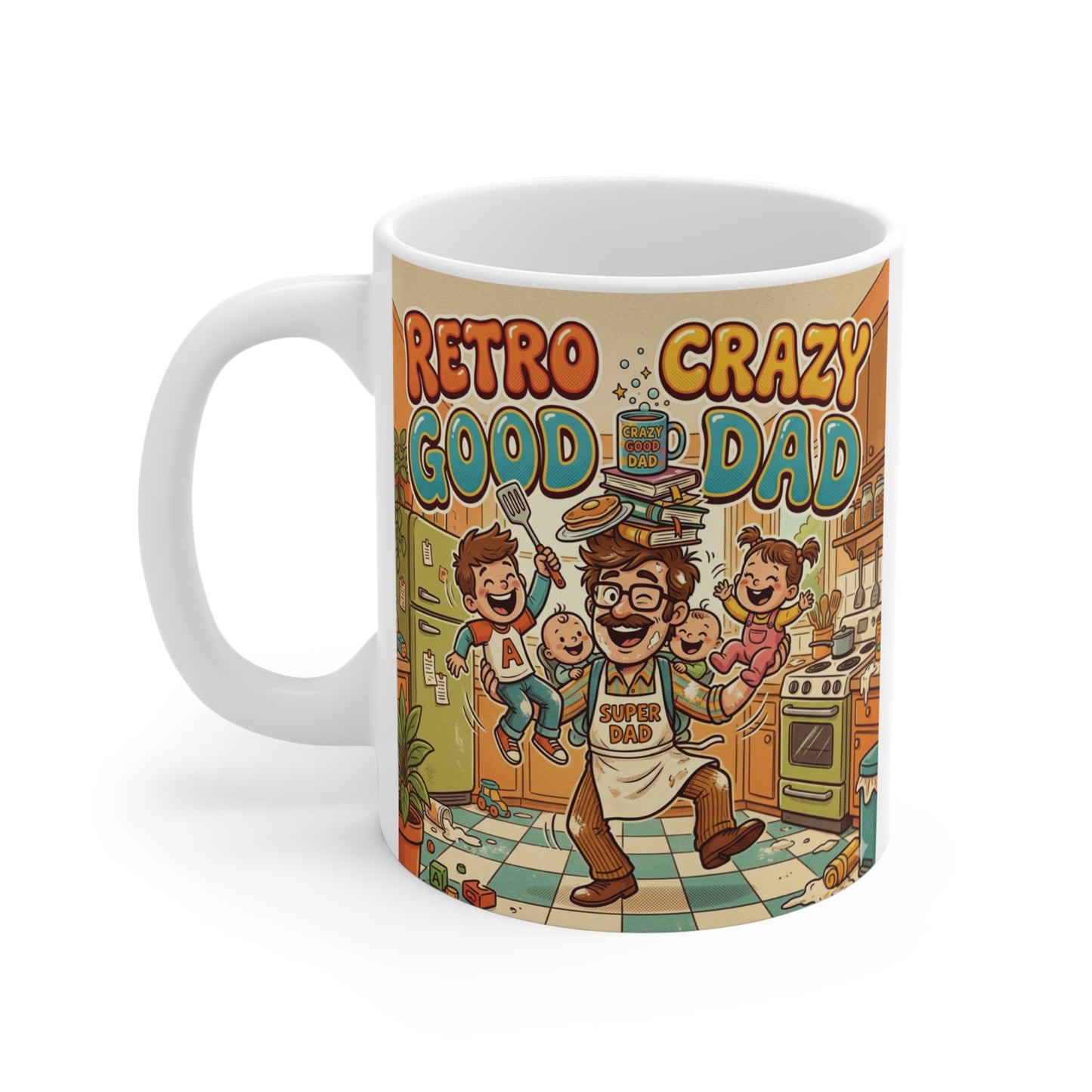 Vintage inspired Crazy Good Dad mug for coffee lovers and cool dads

