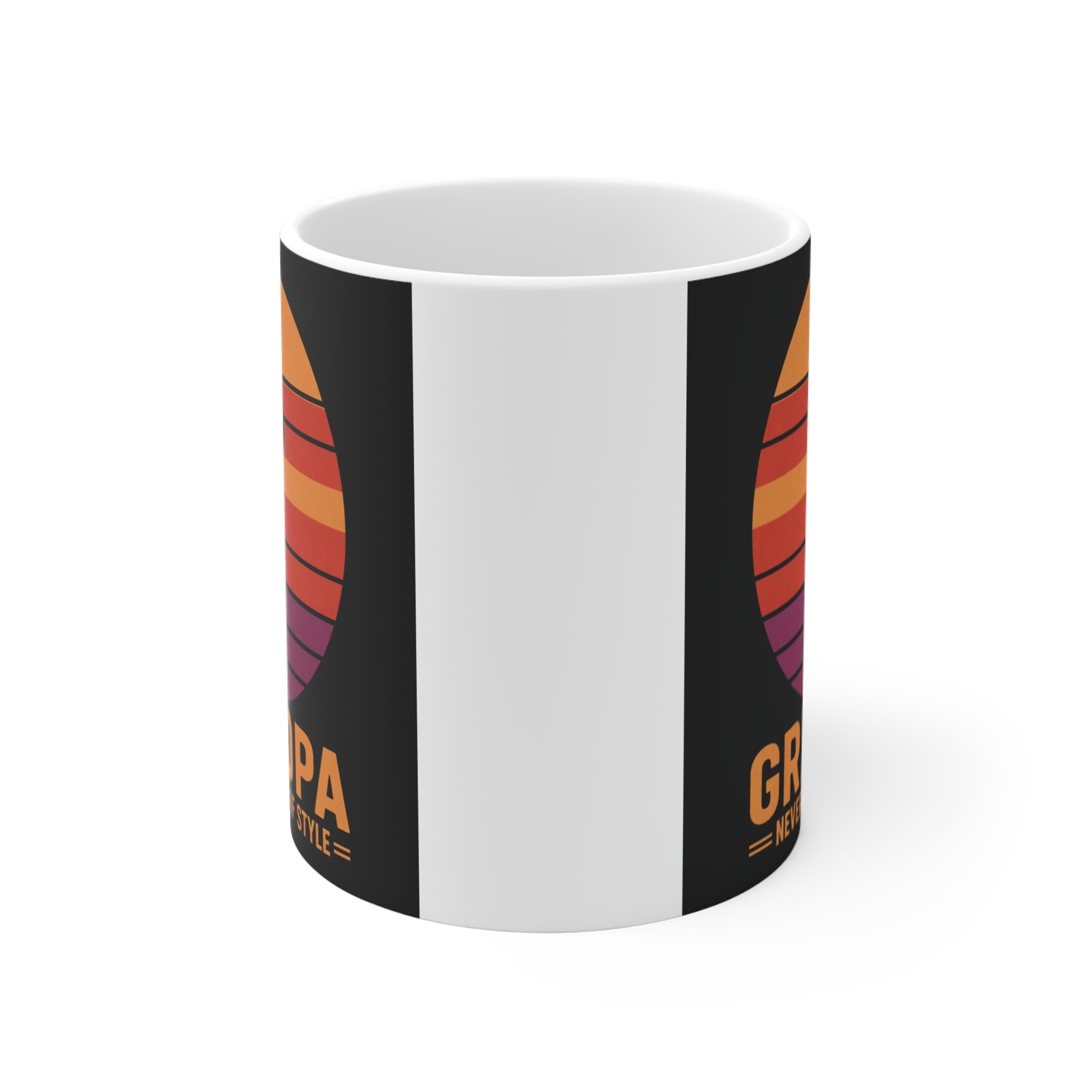 Cool Grandpa coffee mug with retro sunset design and stylish grandfather illustration, perfect gift for Father's Day, birthdays, and Christmas.