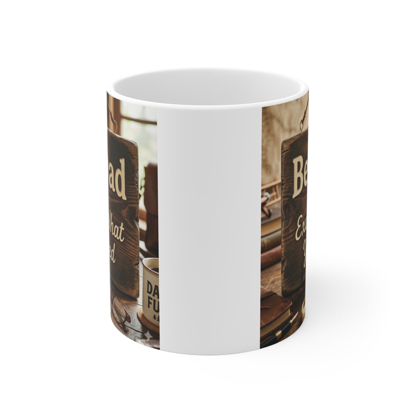 Ceramic Best Dad mug with brown rustic background and meaningful quote, ideal birthday or Christmas gift for fathers