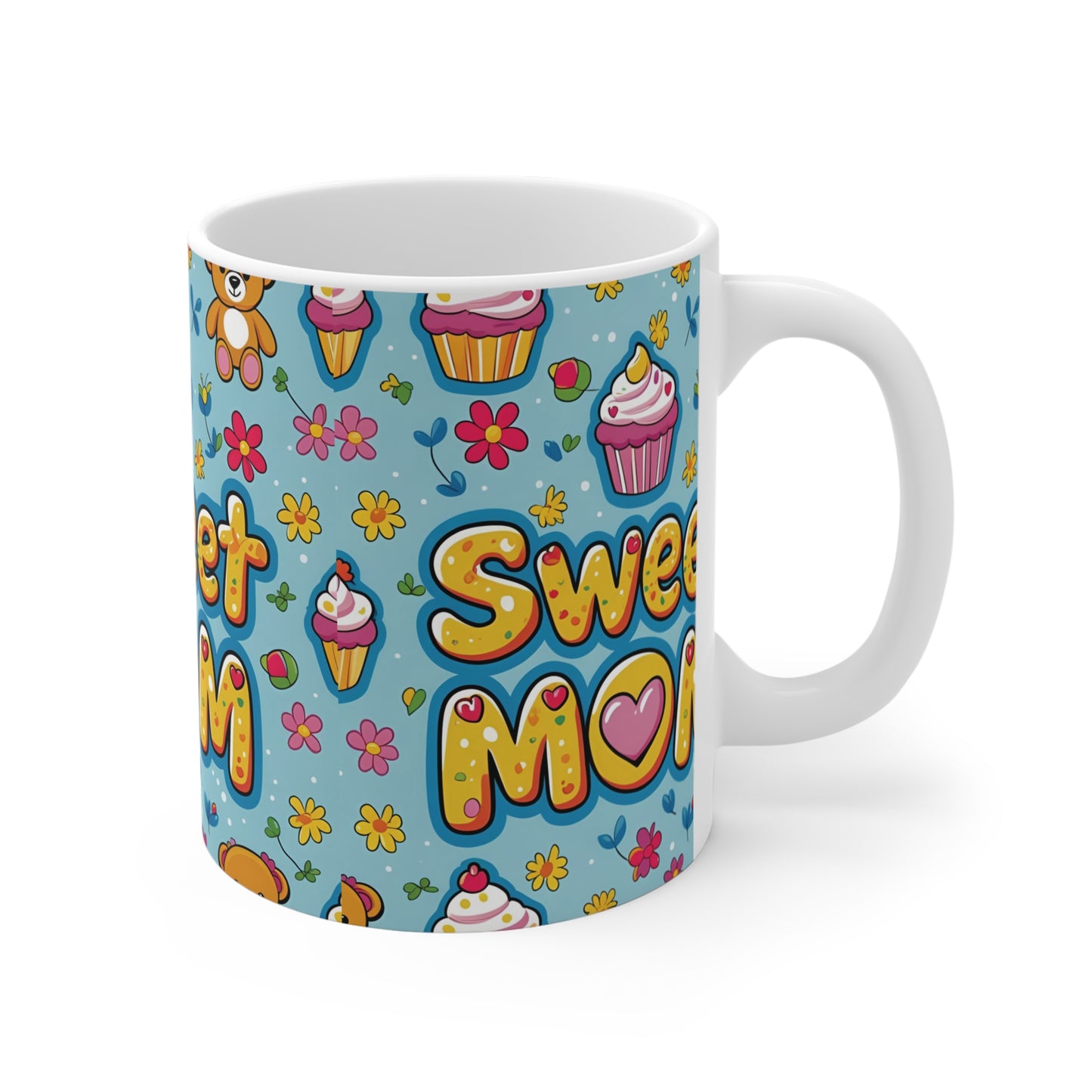 Mother’s Day gift mug for mom with sweet cupcake and floral artwork