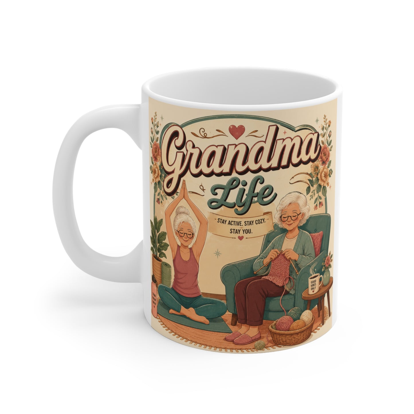 Funny floral Grandma Life tea mug for nana birthday and Mother’s Day gift