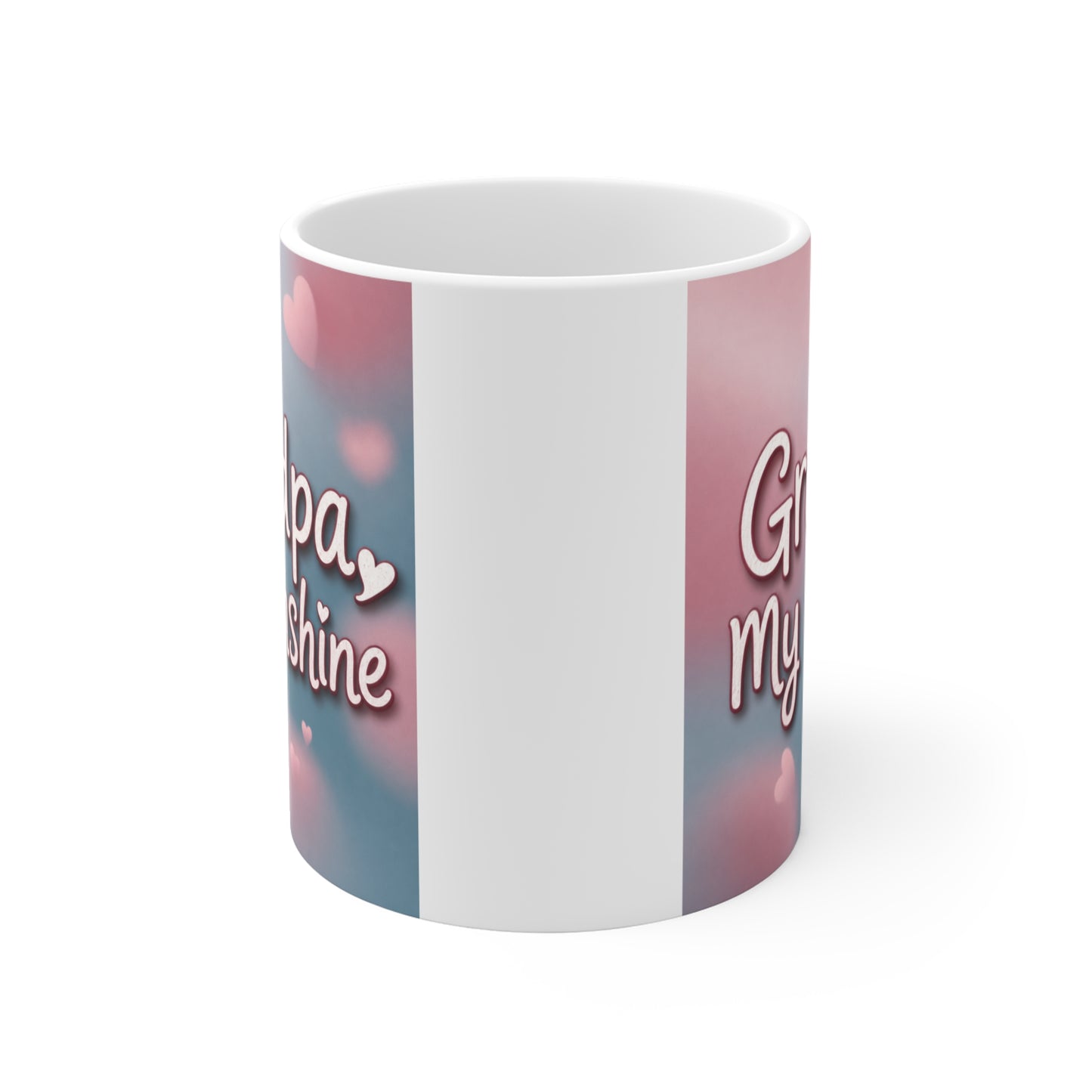 Cute Grandpa coffee mug with Grandpa My Sunshine text, heart design, and colorful gradient background, ideal birthday gift for Grandfather.