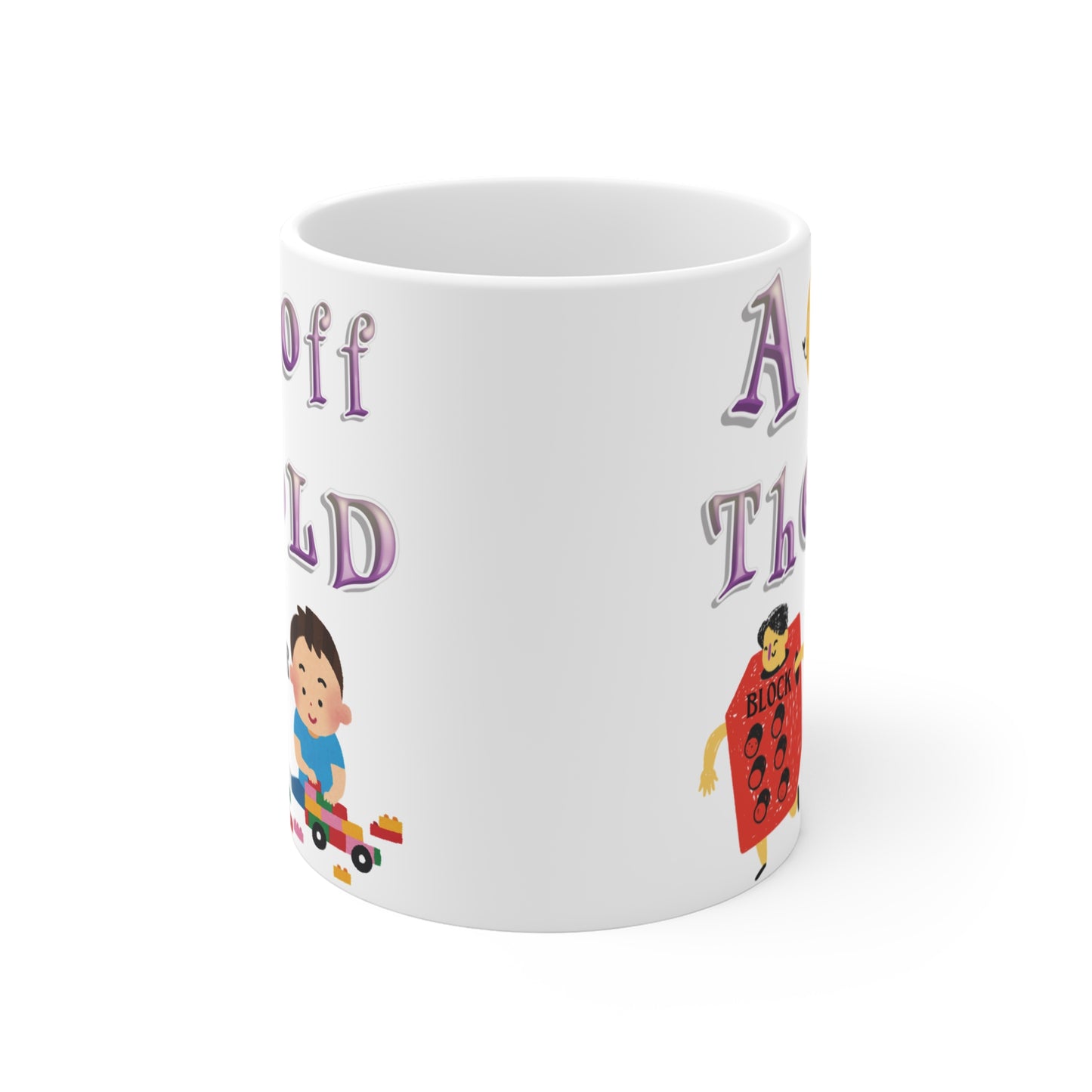 Fathers Day mug with like father like son theme, novelty dad coffee mug with playful family illustration