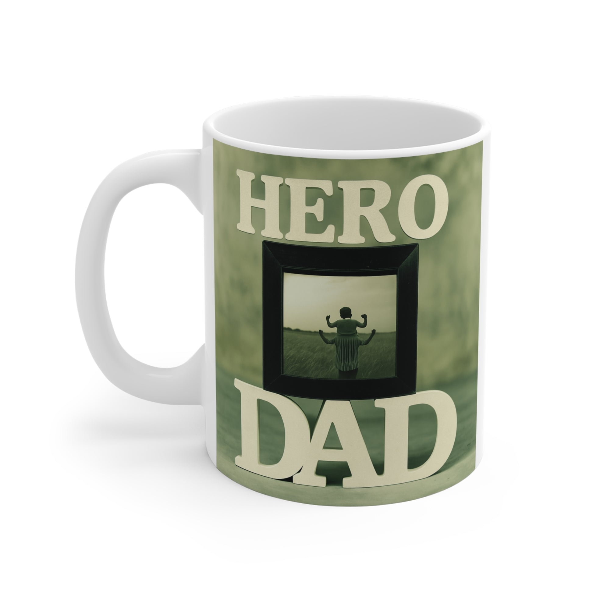 Sentimental dad coffee mug gift with vintage green aesthetic