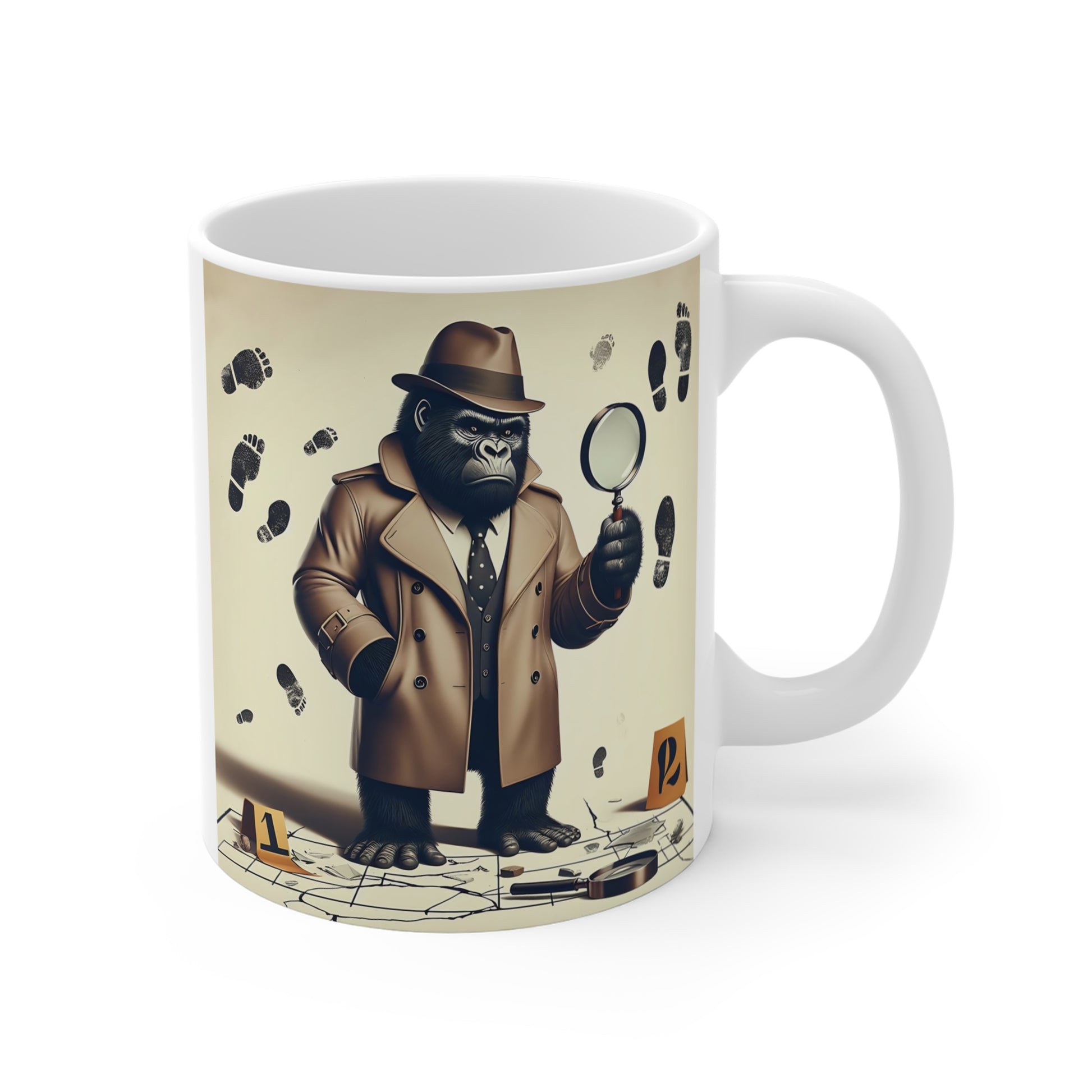Detective Mug with Gorilla Design