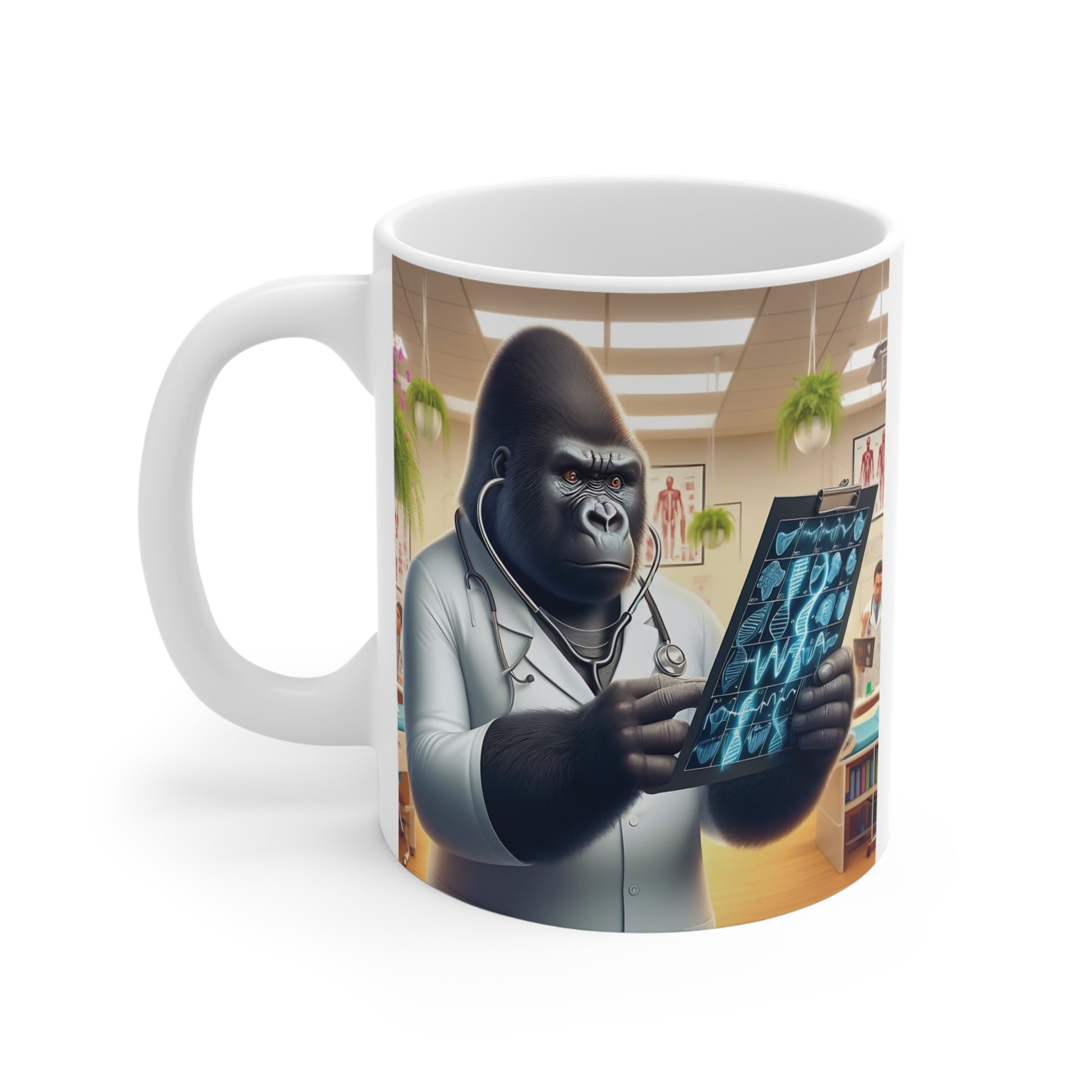 Doctor Gorilla Coffee Mug Examining X-Rays
