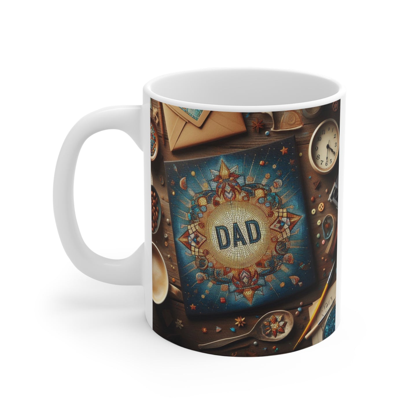 Dad coffee mug in vintage stylish design. Father’s Day gift for dad, meaningful coffee cup