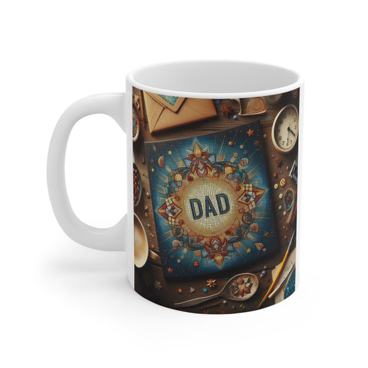 Dad coffee mug in vintage stylish design. Father’s Day gift for dad, meaningful coffee cup