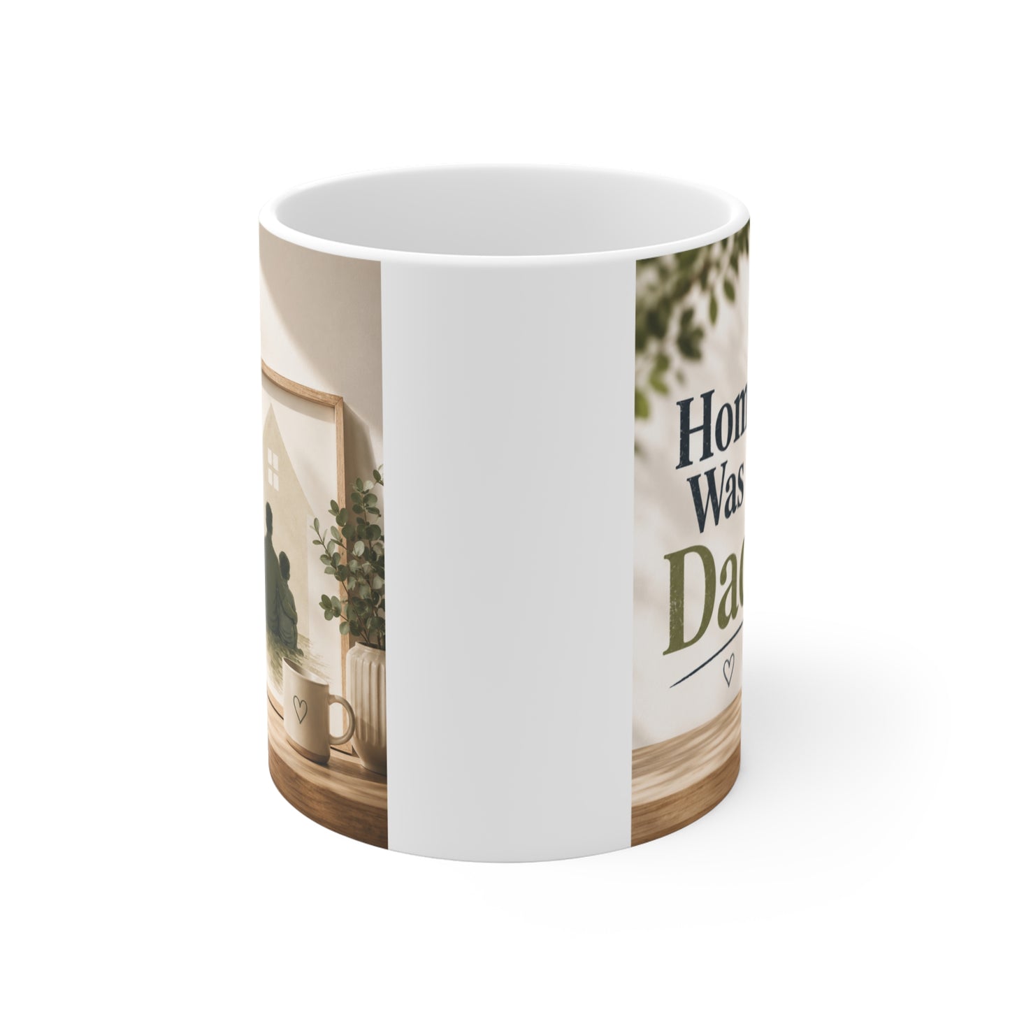 Cozy aesthetic Father’s Day mug featuring emotional dad quote design
