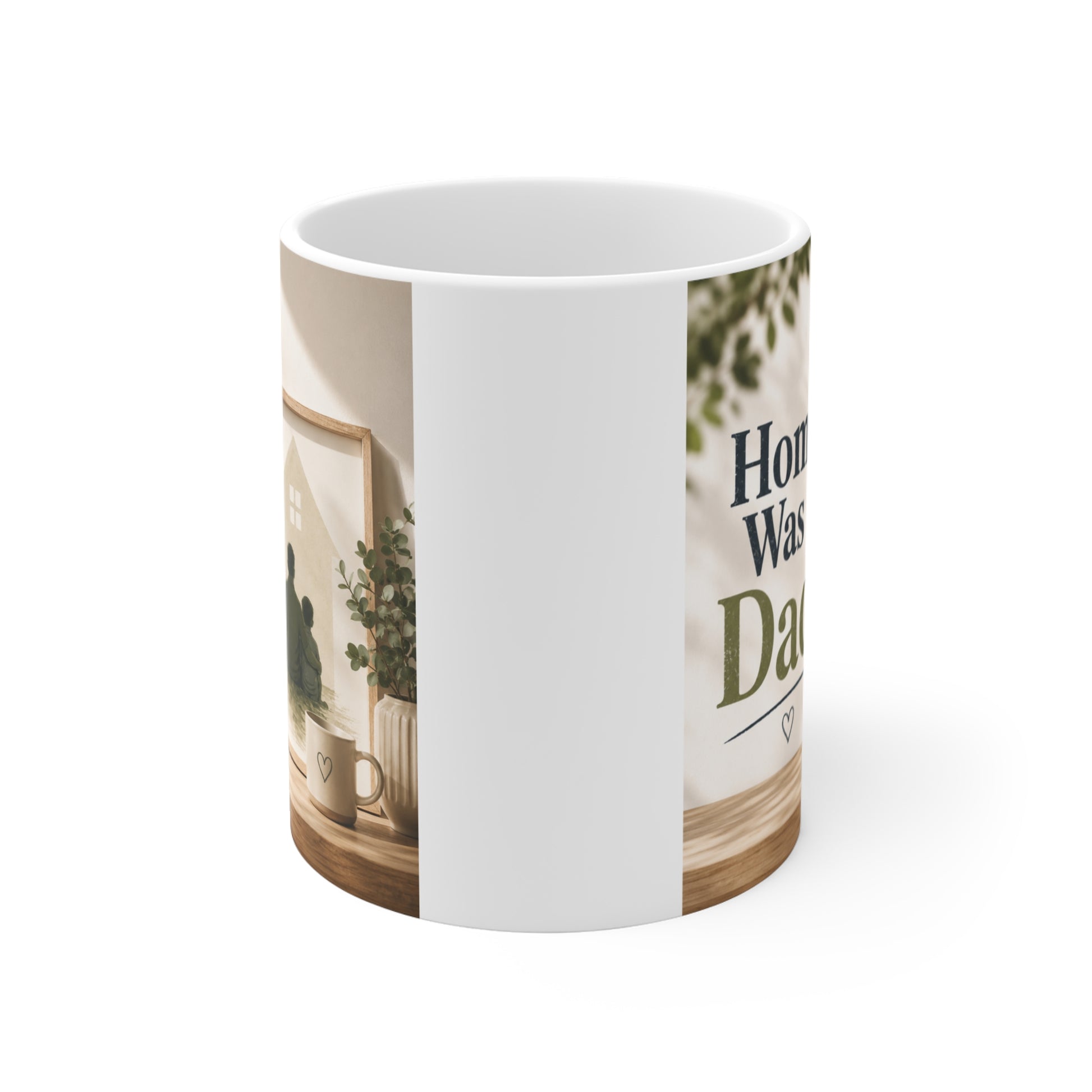 Cozy aesthetic Father’s Day mug featuring emotional dad quote design