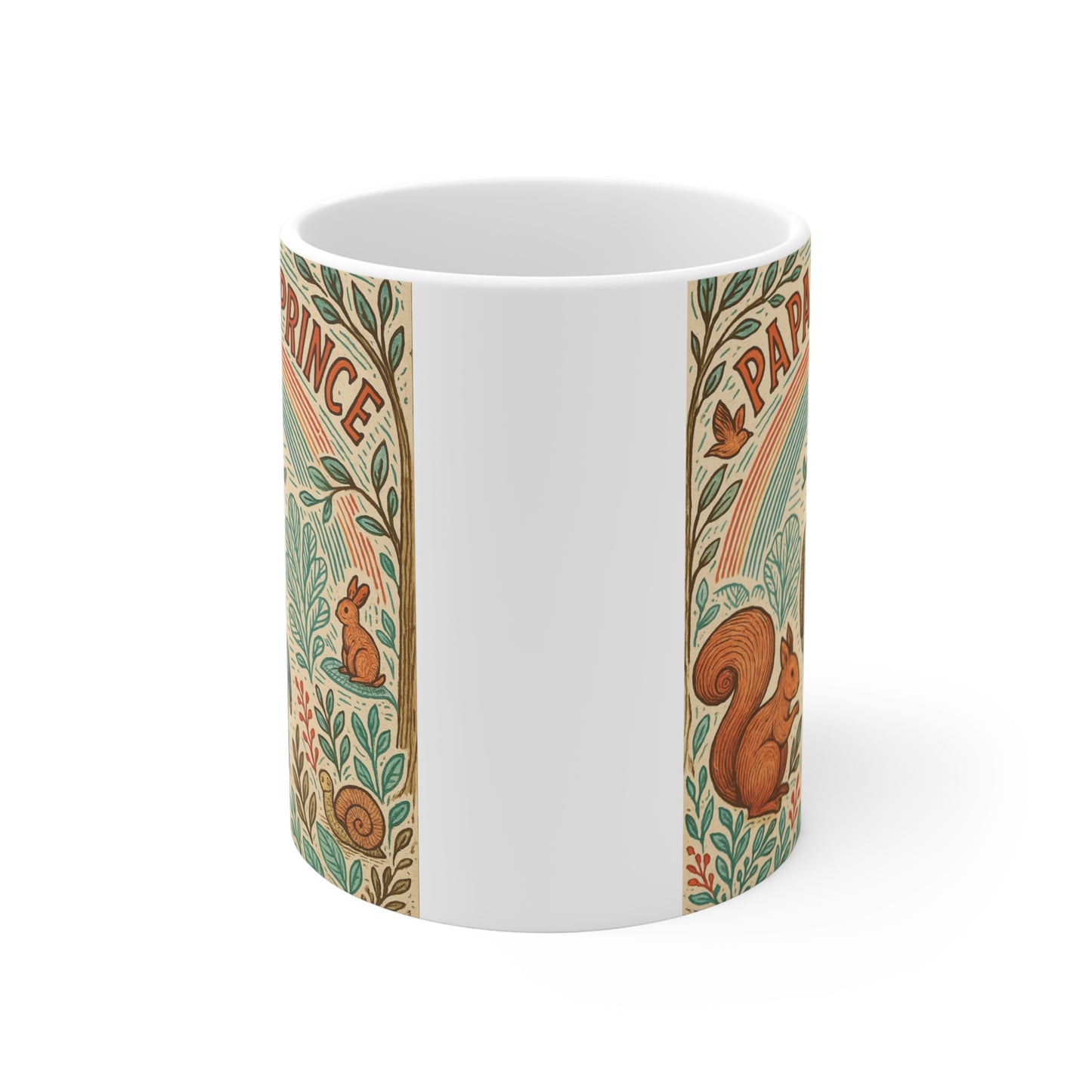 Papa and son mug with dad and child walking together, cute forest theme gift for father and son bonding