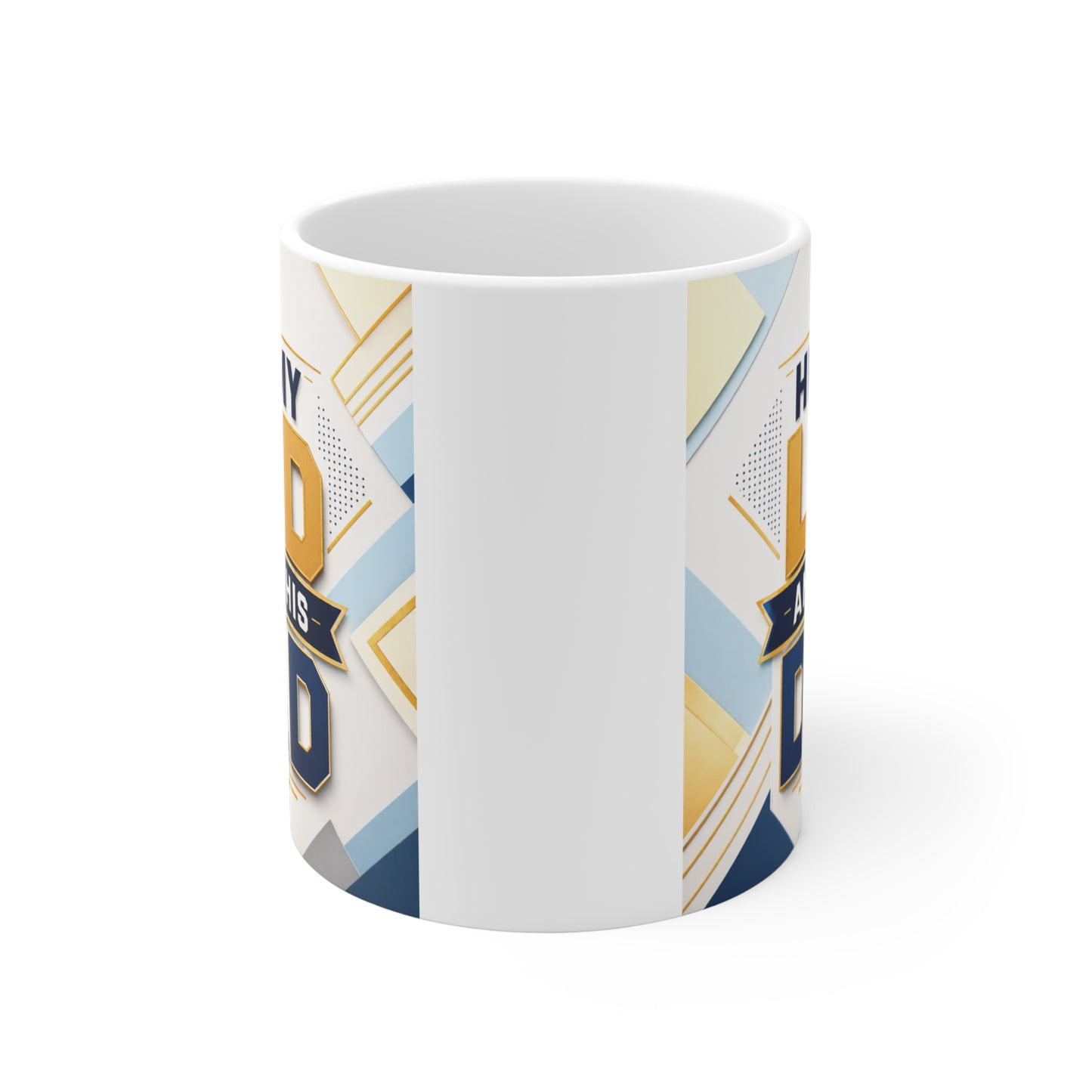 Father son gift mug featuring “He’s My Lad and I’m His Dad” slogan, modern typography coffee mug for proud dads