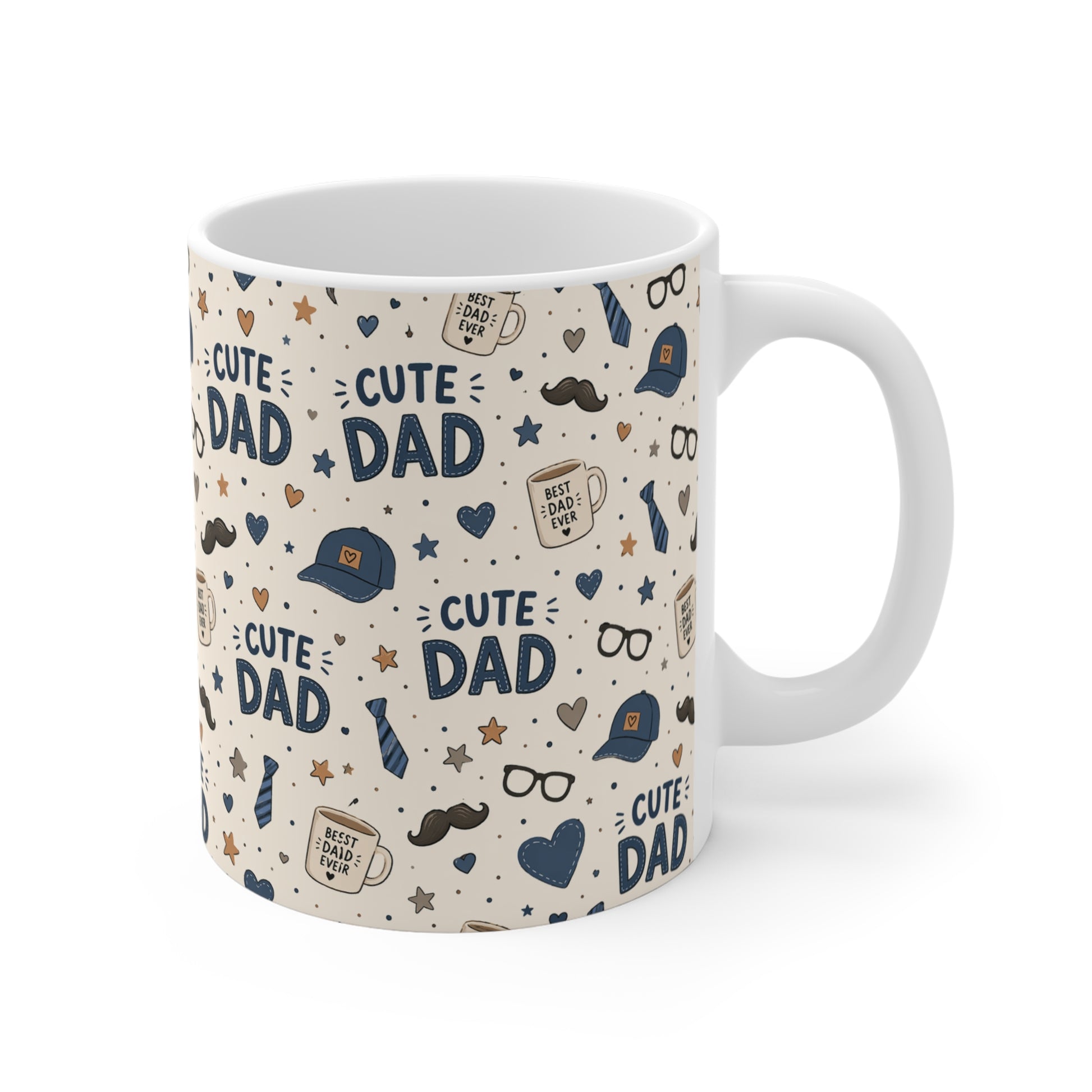 All-over print dad mug 11oz with cute dad design, funny father’s day coffee cup gift for dad