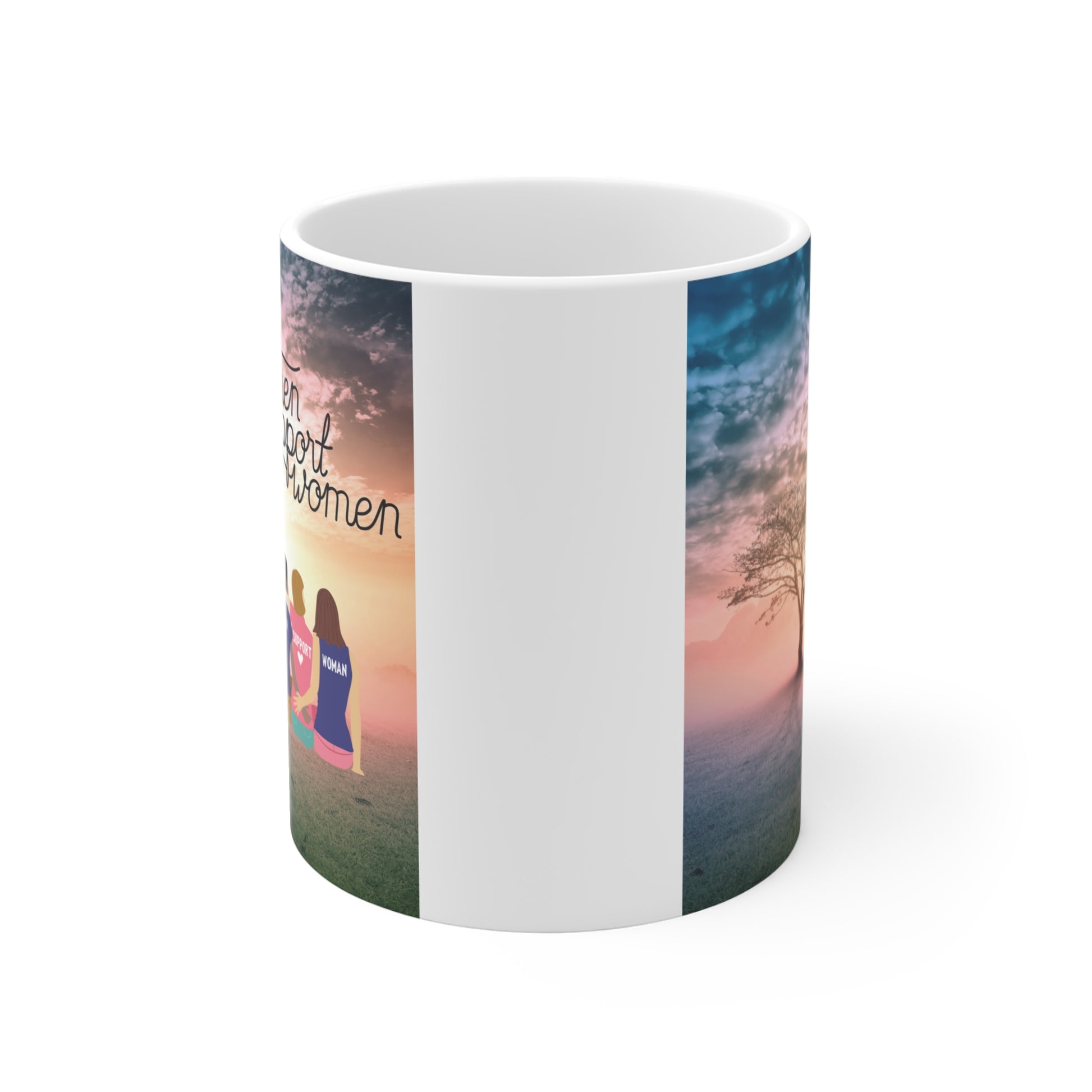 Empowerment mug with women friendship illustration and motivational message, perfect gift for strong women and sisters