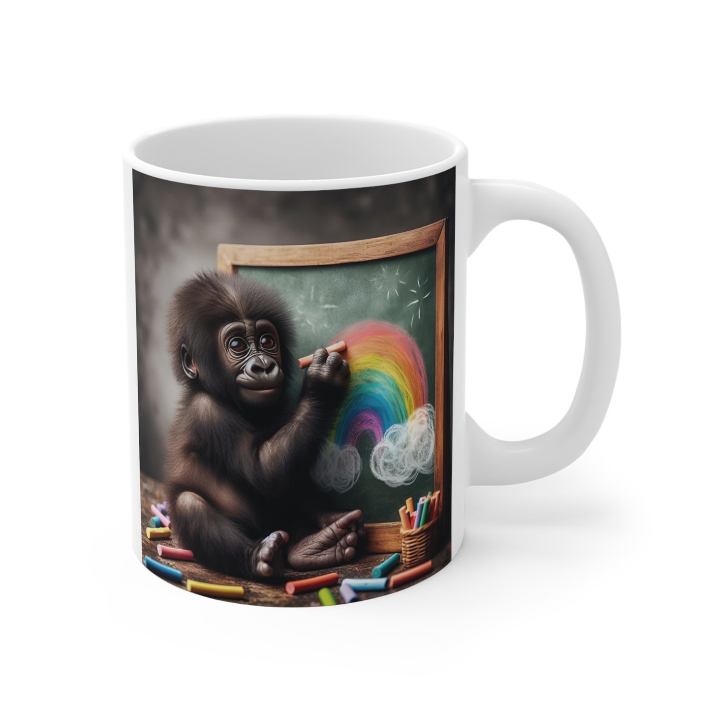 Funny Animal Monkey Cup - Monkey Drawing Rainbow