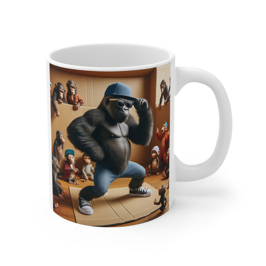Funny Animal Mug with Breakdancing Gorilla