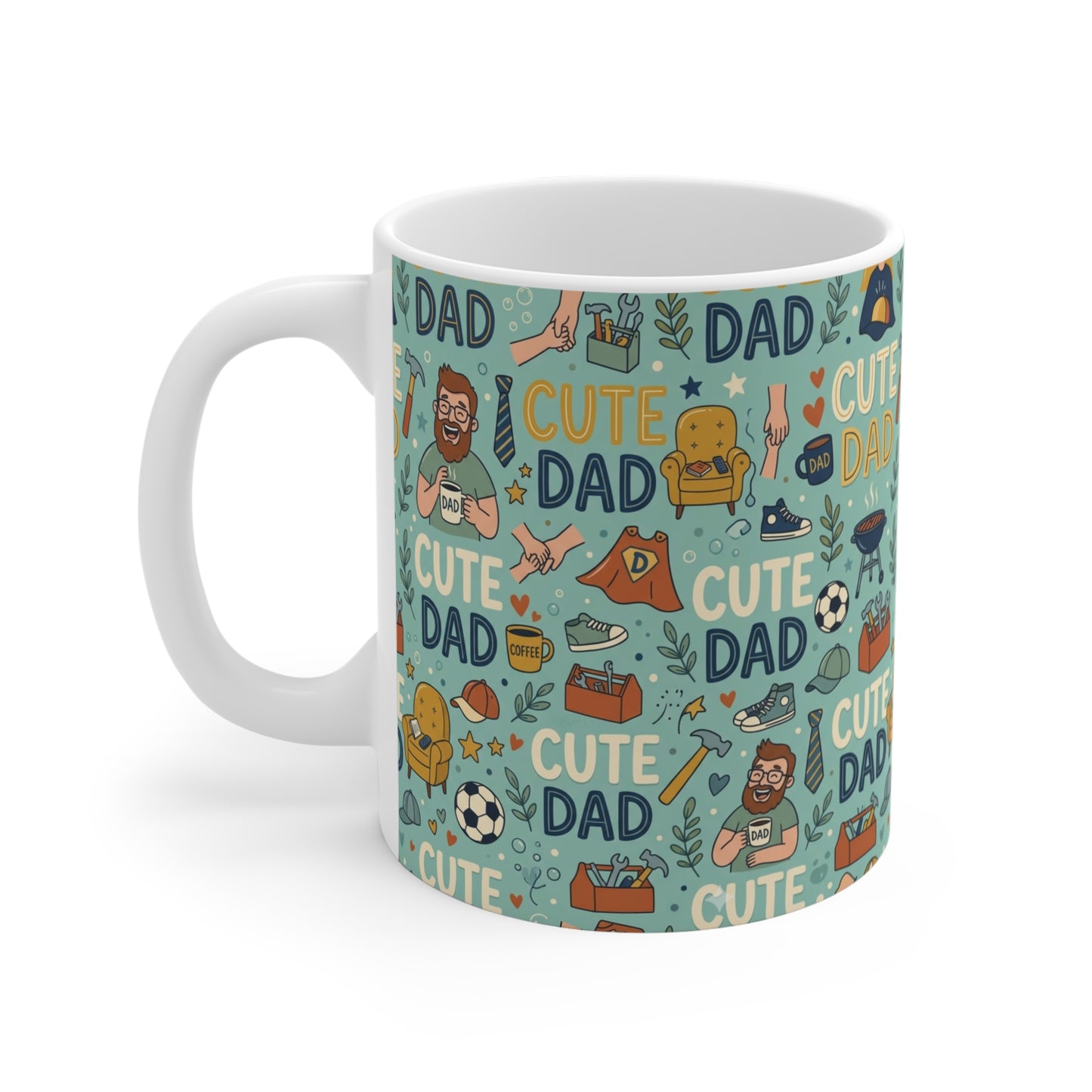 Adorable cute dad coffee mug with playful illustrations, unique gift for dad from kids, dishwasher safe ceramic cup