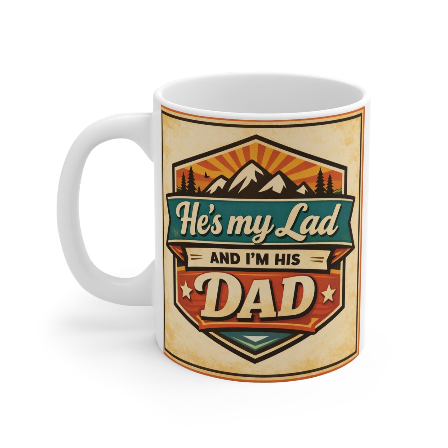 ceramic 11oz dad coffee mug with vintage outdoor design, perfect gift for father from son