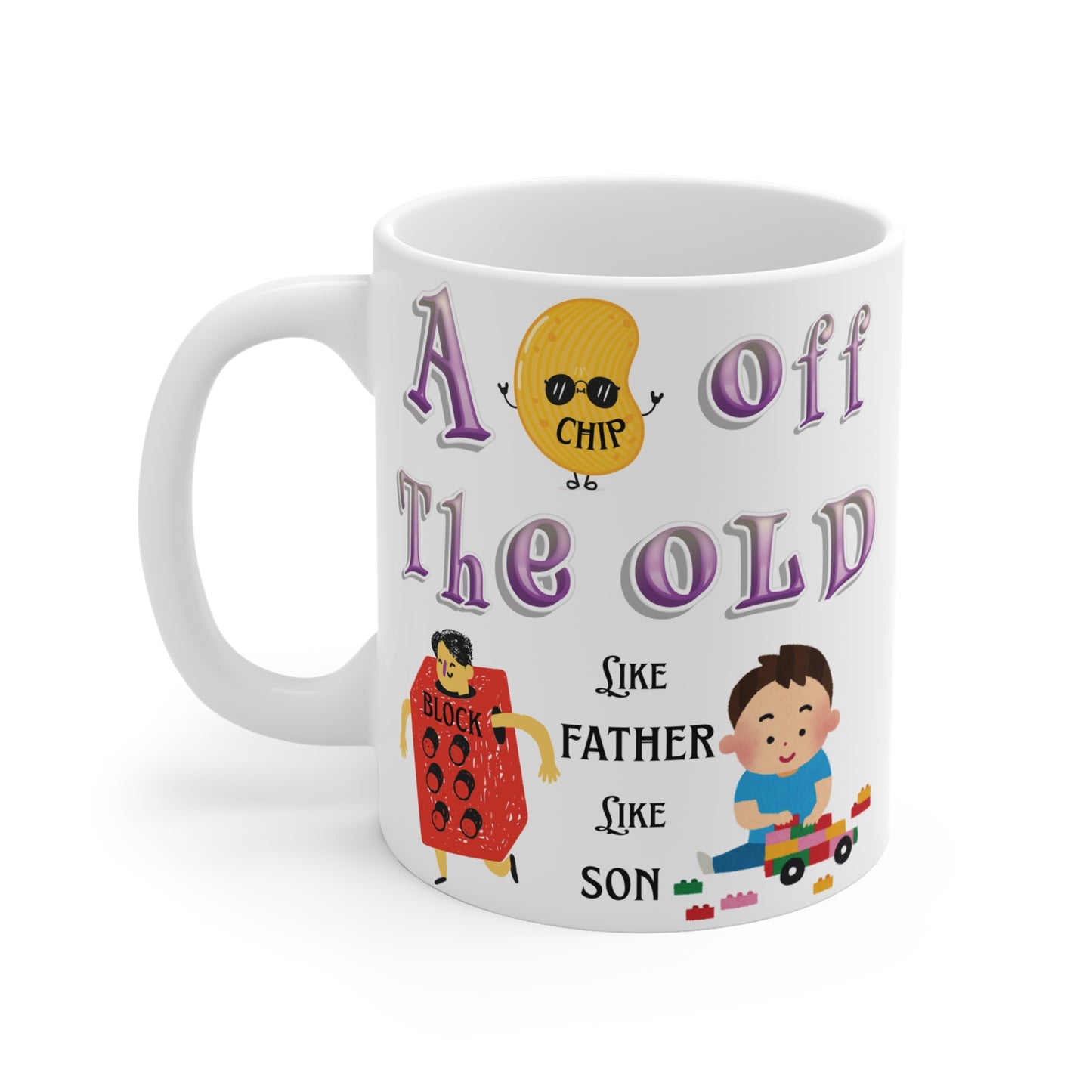 Cute father and son mug gift for dad from son with colorful cartoon design and heartwarming message