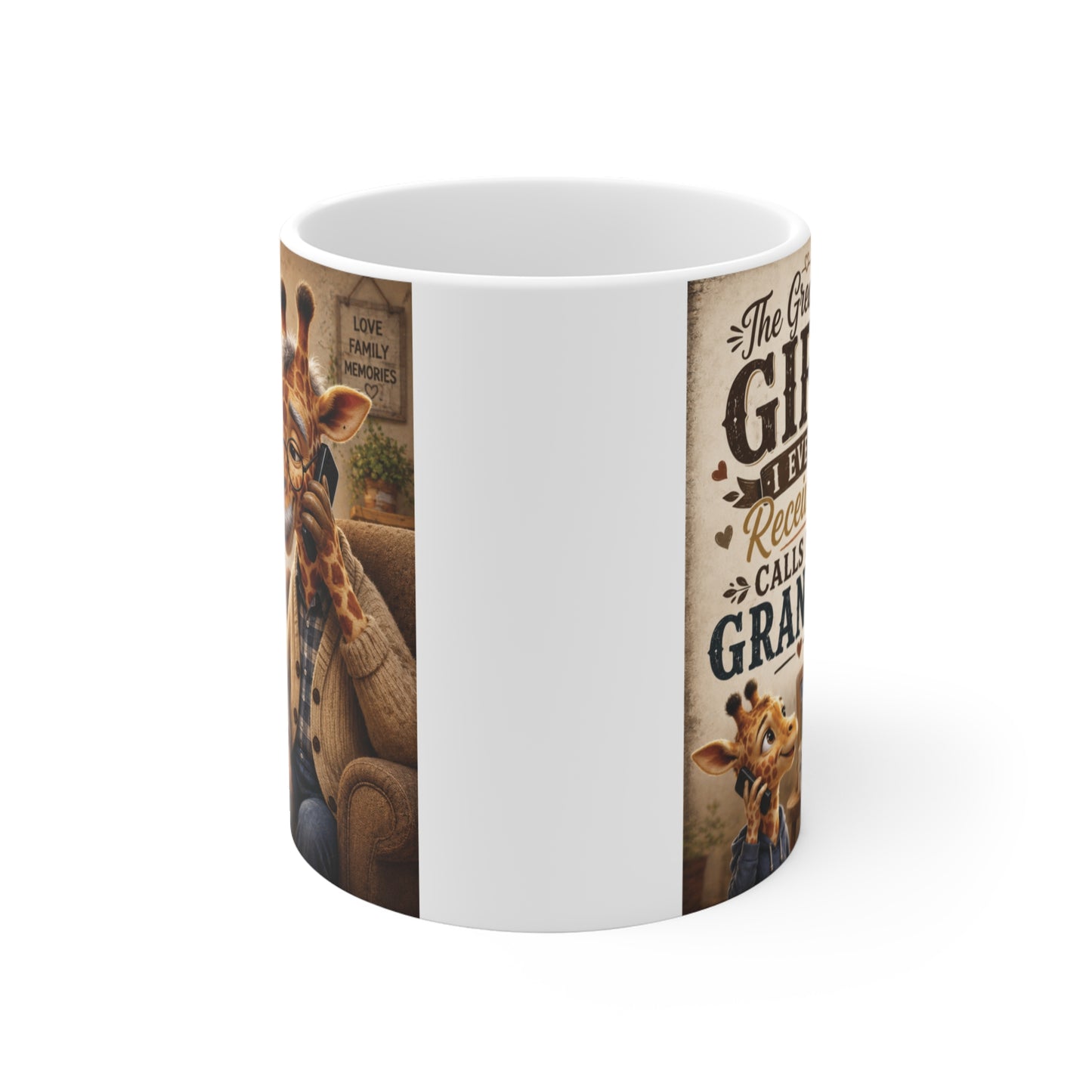 Cute giraffe grandpa coffee mug with sentimental family quote, ideal birthday, Father's Day, Christmas, or Grandparents Day gift for grandfather.