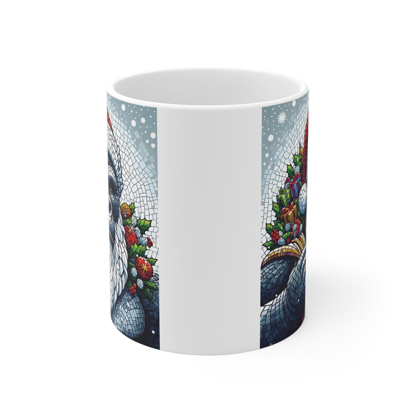 Funny Gorilla Santa Coffee Mug – Festive Gorilla Christmas Mug with Mosaic Artwork for Holiday Coffee and Tea Lovers