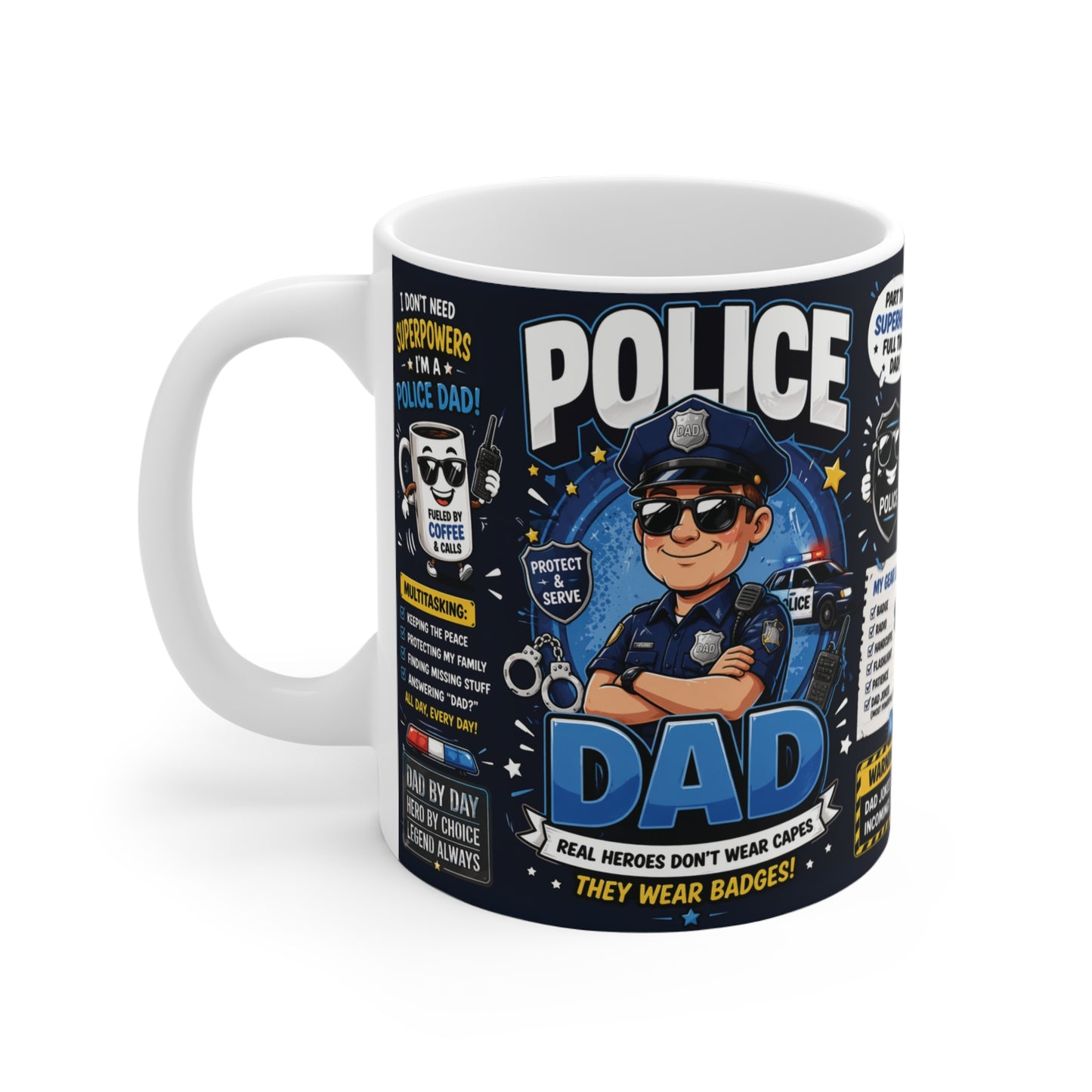 Law enforcement dad mug 11oz ceramic, unique police dad gift for Father’s Day or birthday present