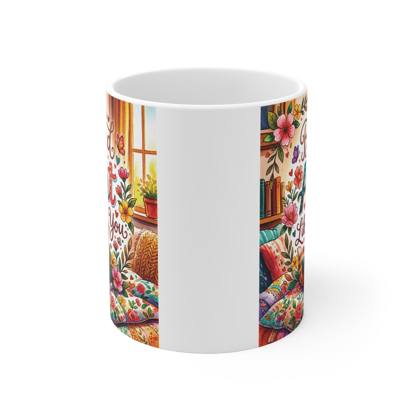 Colorful cat mug for aunt with heartwarming quote, perfect birthday or Christmas gift from niece or nephew