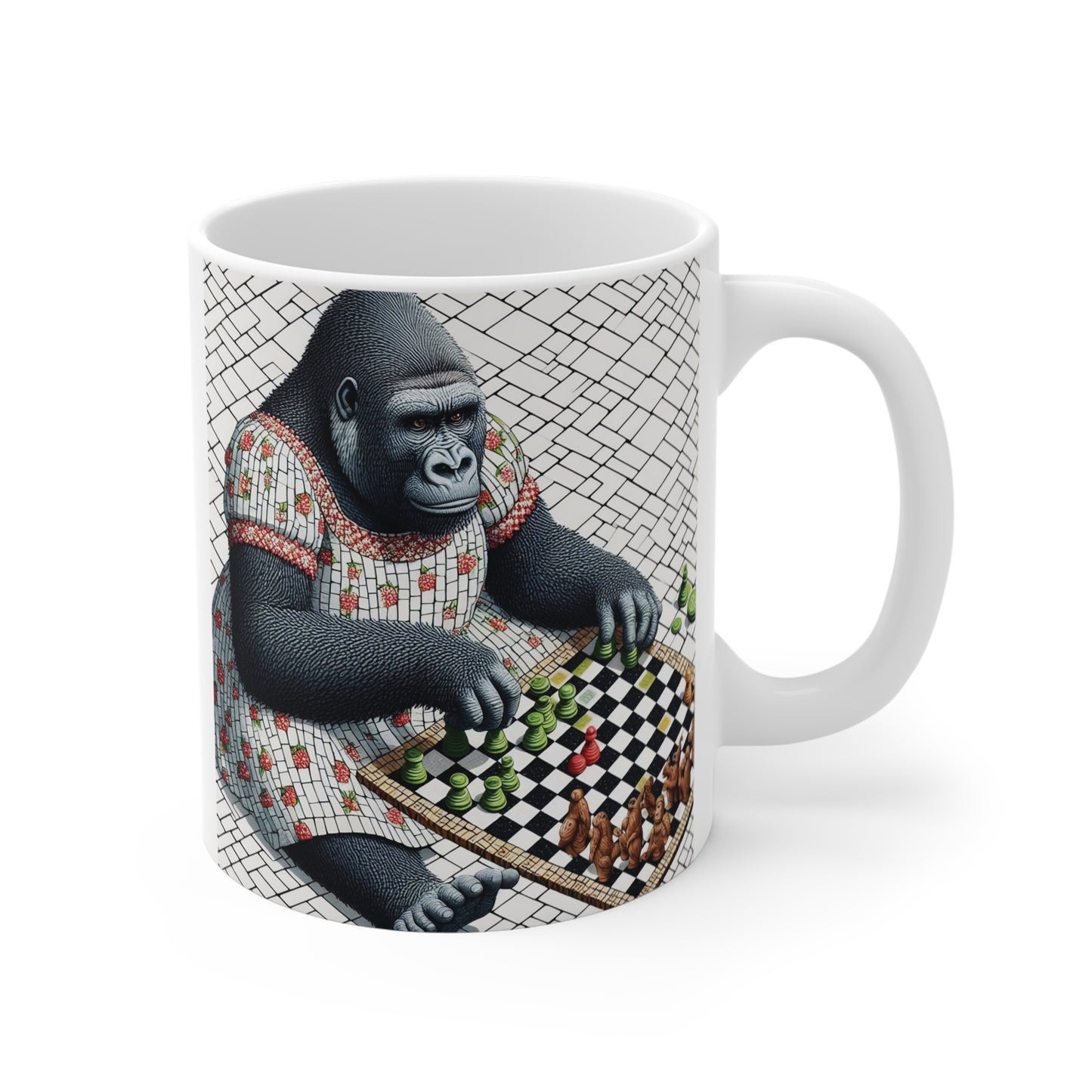 "Female Gorilla Chess Lover" 11oz Mug 