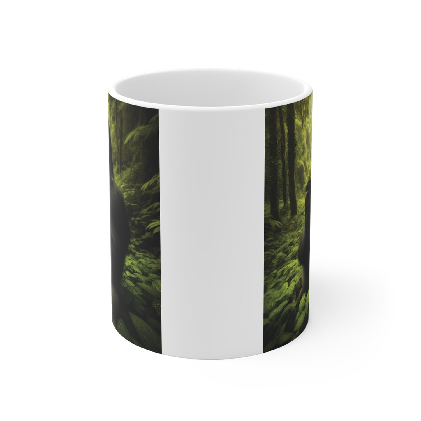 Gorilla Prayer Mug Featuring Peaceful Ape Meditating in Jungle, Unique Animal Lover Coffee Cup Gift
