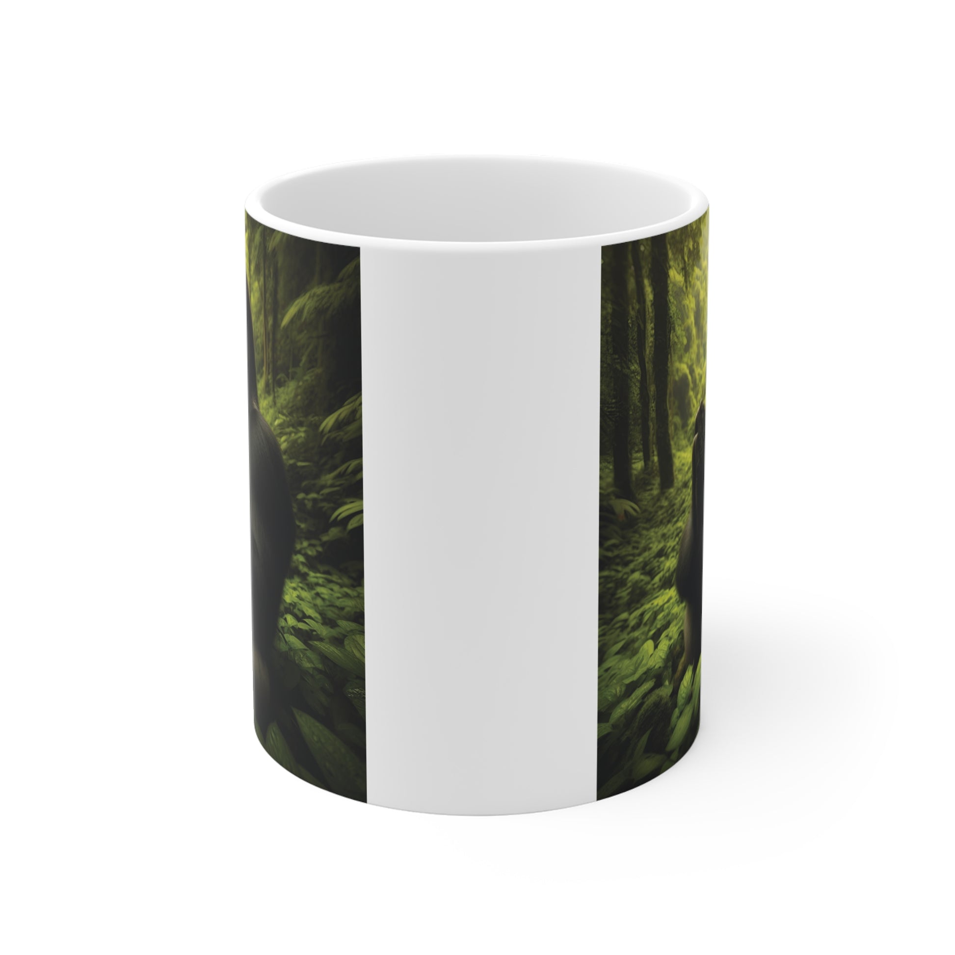 Gorilla Prayer Mug Featuring Peaceful Ape Meditating in Jungle, Unique Animal Lover Coffee Cup Gift