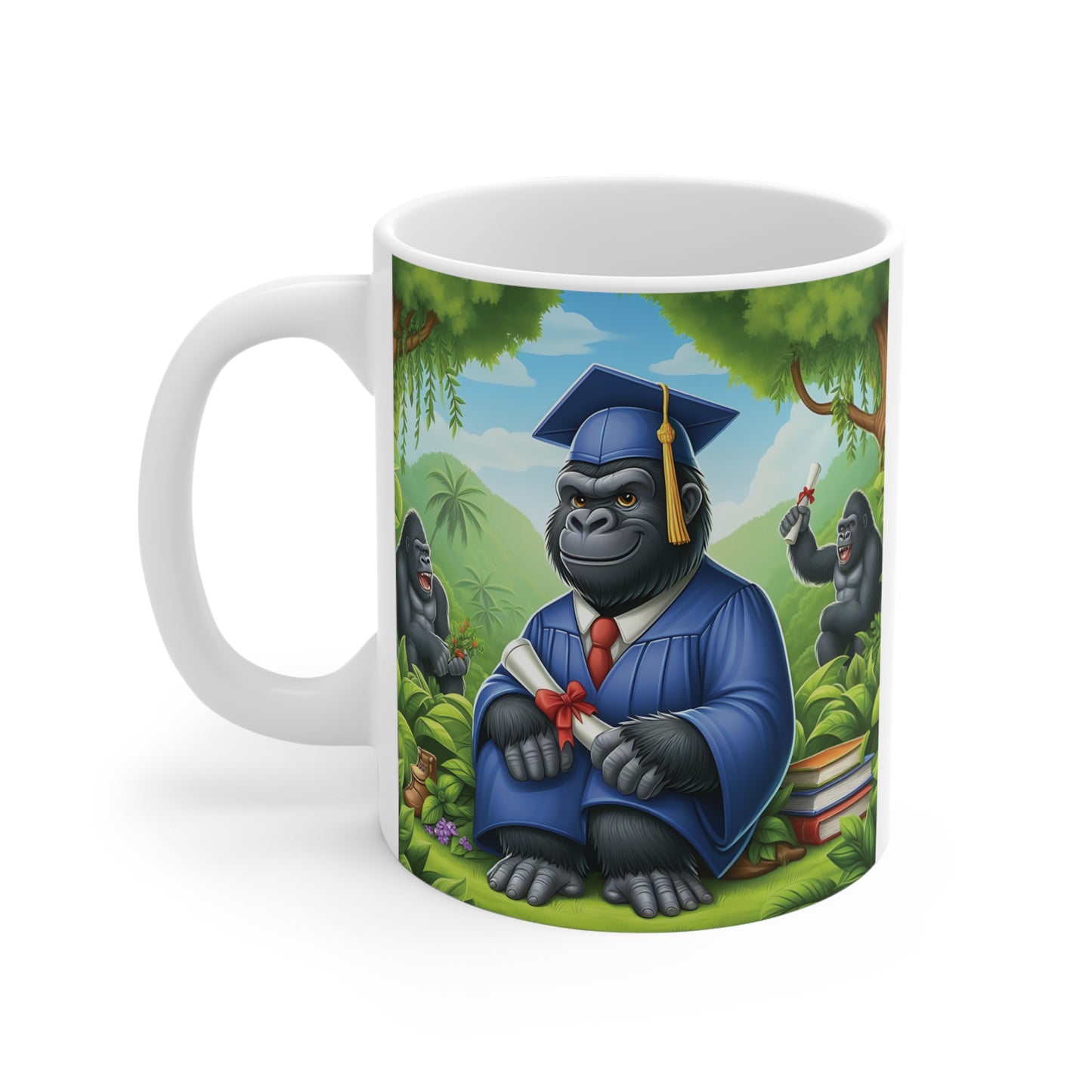 Gorilla Graduate Ceramic Mug – Adorable Graduation Gorilla Coffee Cup for College Graduates, Teachers, and Animal Lovers