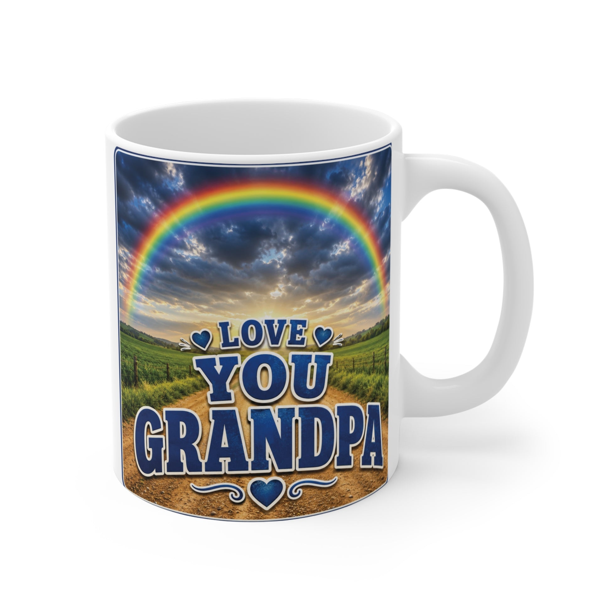 Love You Grandpa rainbow countryside 11oz ceramic coffee mug gift