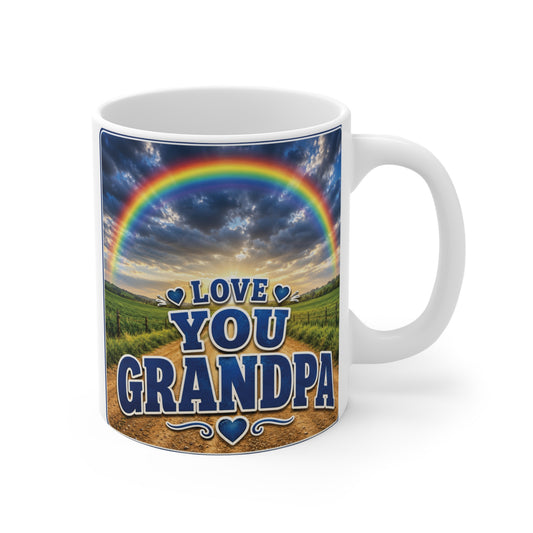 Love You Grandpa rainbow countryside 11oz ceramic coffee mug gift