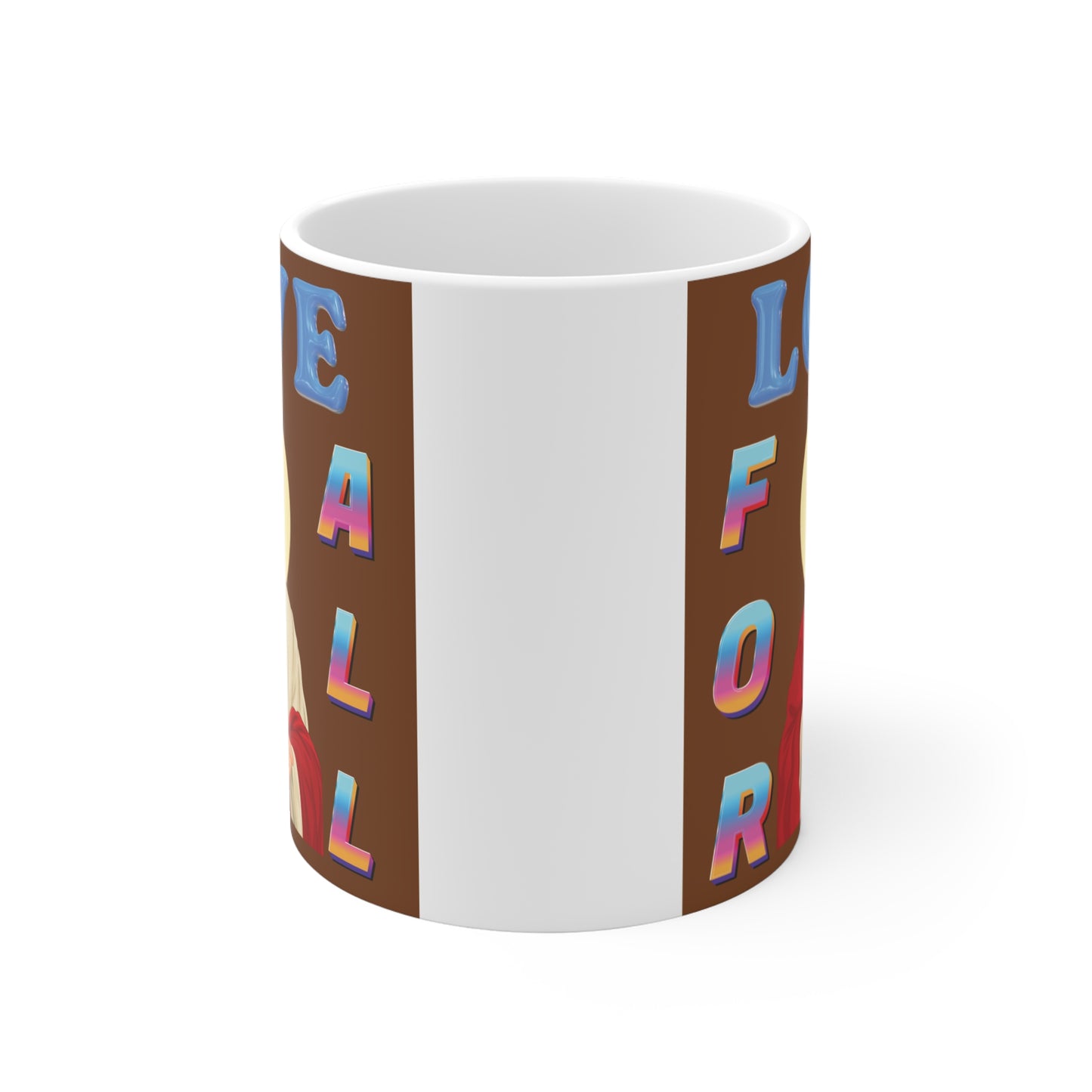 Christian mug with Jesus portrait and colorful “Love for All” typography, faith-based inspirational gift