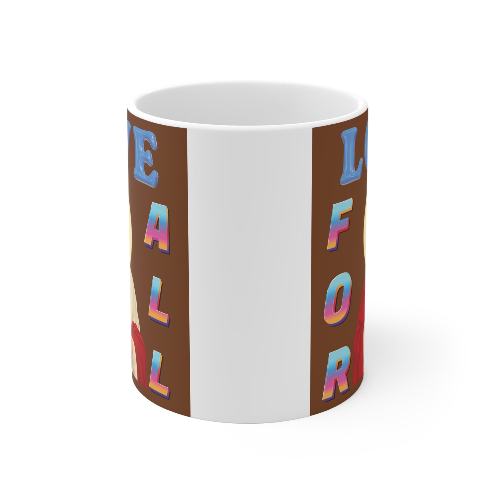 Christian mug with Jesus portrait and colorful “Love for All” typography, faith-based inspirational gift